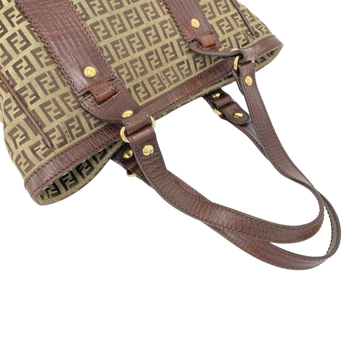 Fendi Brown Canvas Leather Handbag Tote Bag (Pre-Owned)