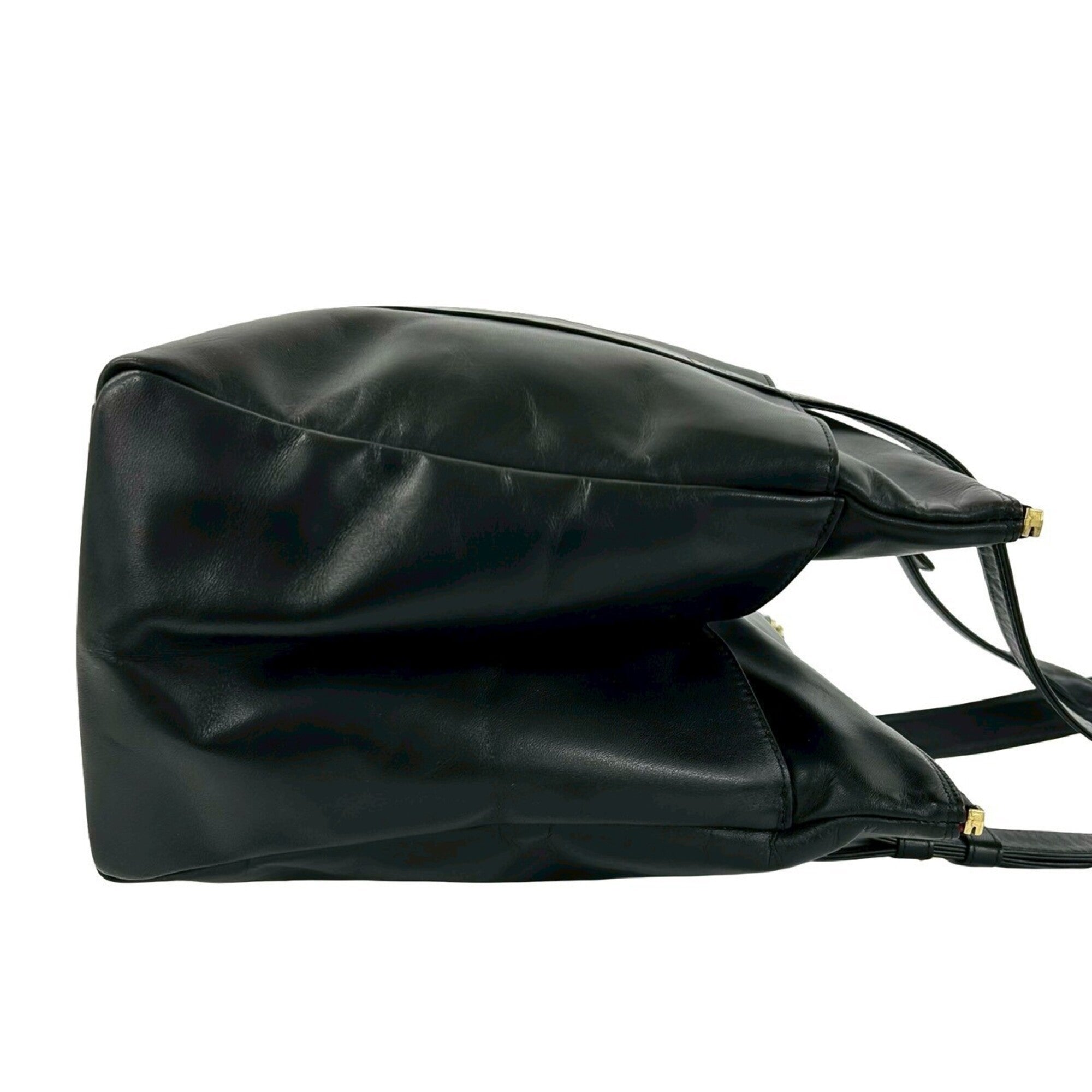 Yves Saint Laurent Black Leather Shoulder Bag Tote Bag (Pre-Owned)