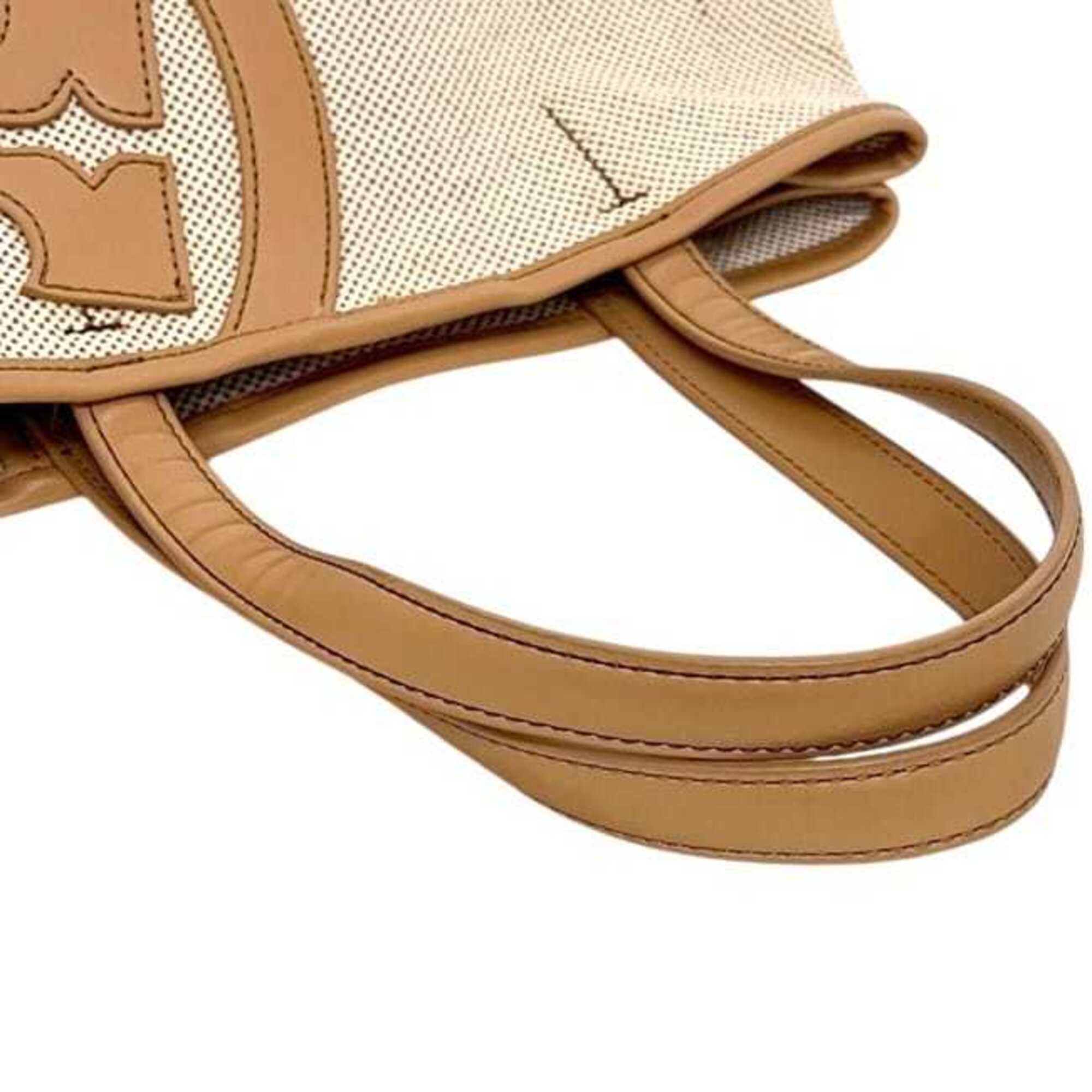 Tory Burch Beige Canvas Tote Bag (Pre-Owned)