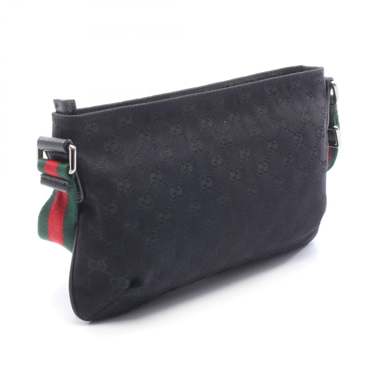 Gucci Sherry Line Black Gg Canvas Shoulder Bag (Pre-Owned)