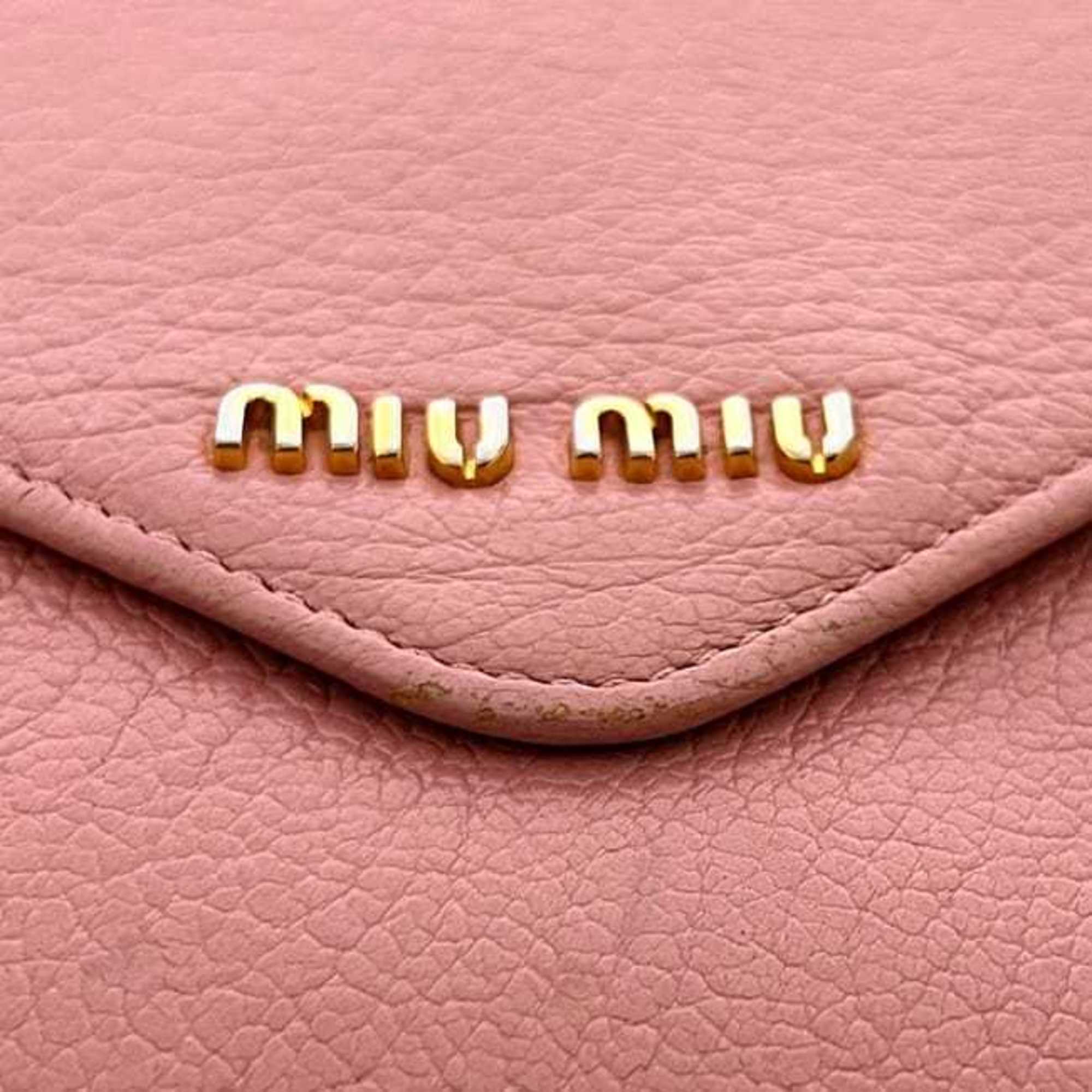 Miu Miu Pink Leather Long Wallet (Bi-Fold) (Pre-Owned)