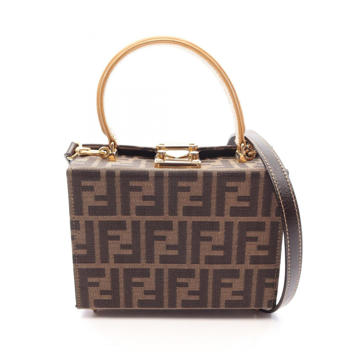 Fendi Brown Canvas Leather Handbag (Pre-Owned)
