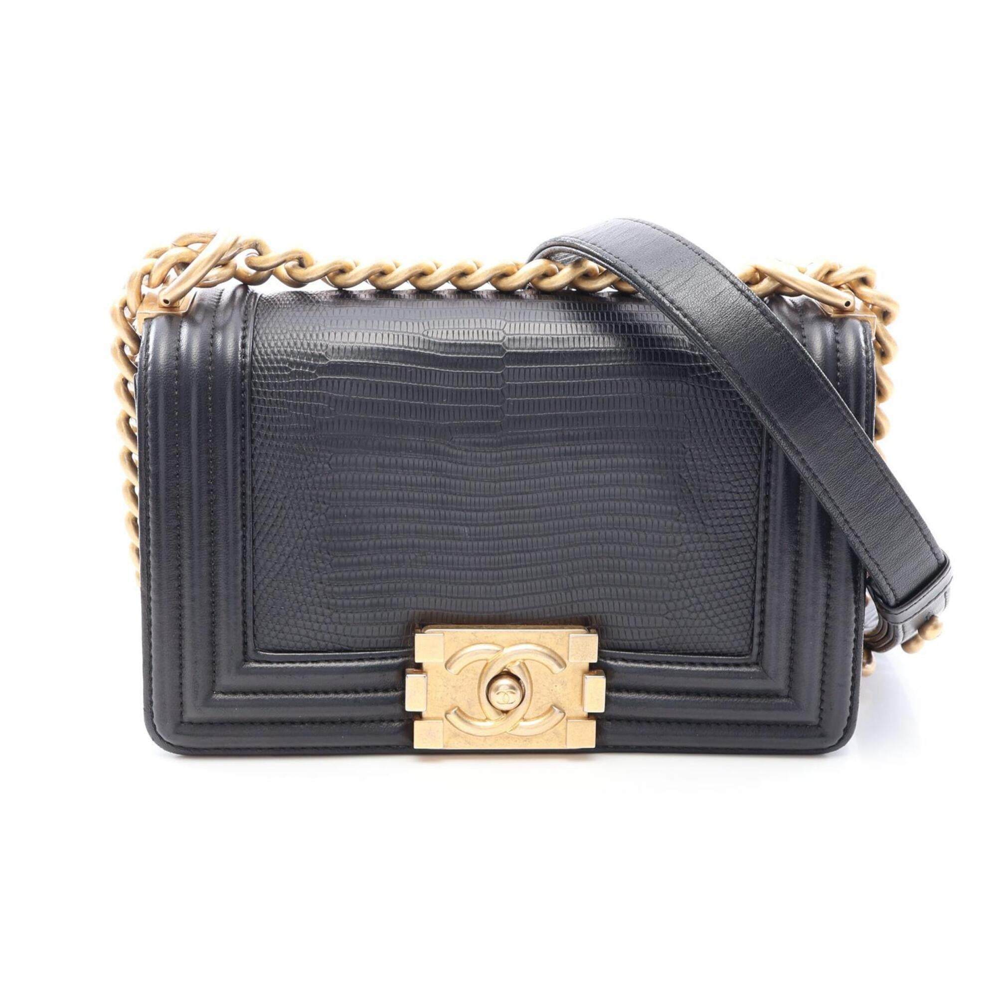 Chanel Black Leather Handbag Shoulder Bag (Pre-Owned)