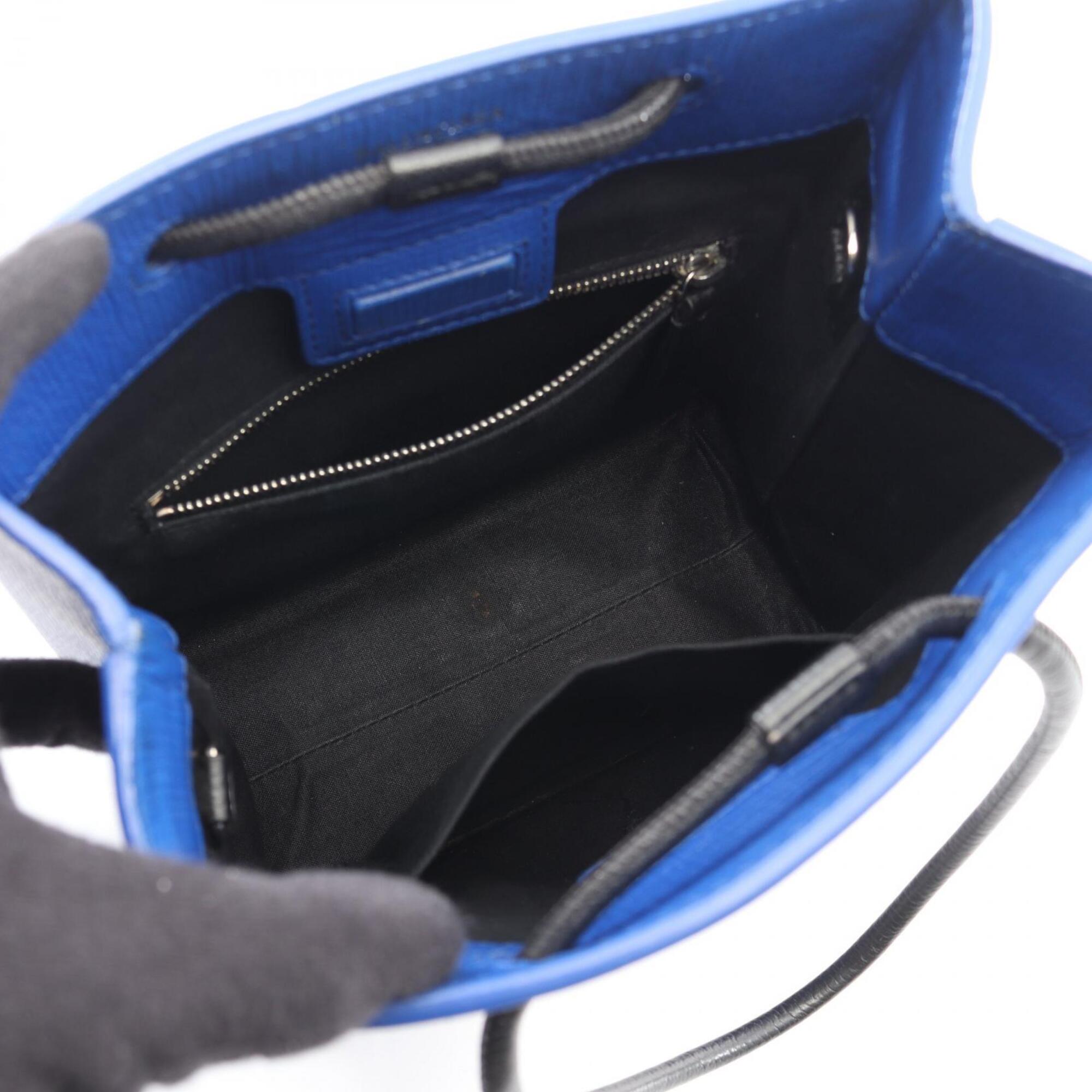 Balenciaga Black Blue Leather Handbag Tote Bag (Pre-Owned)