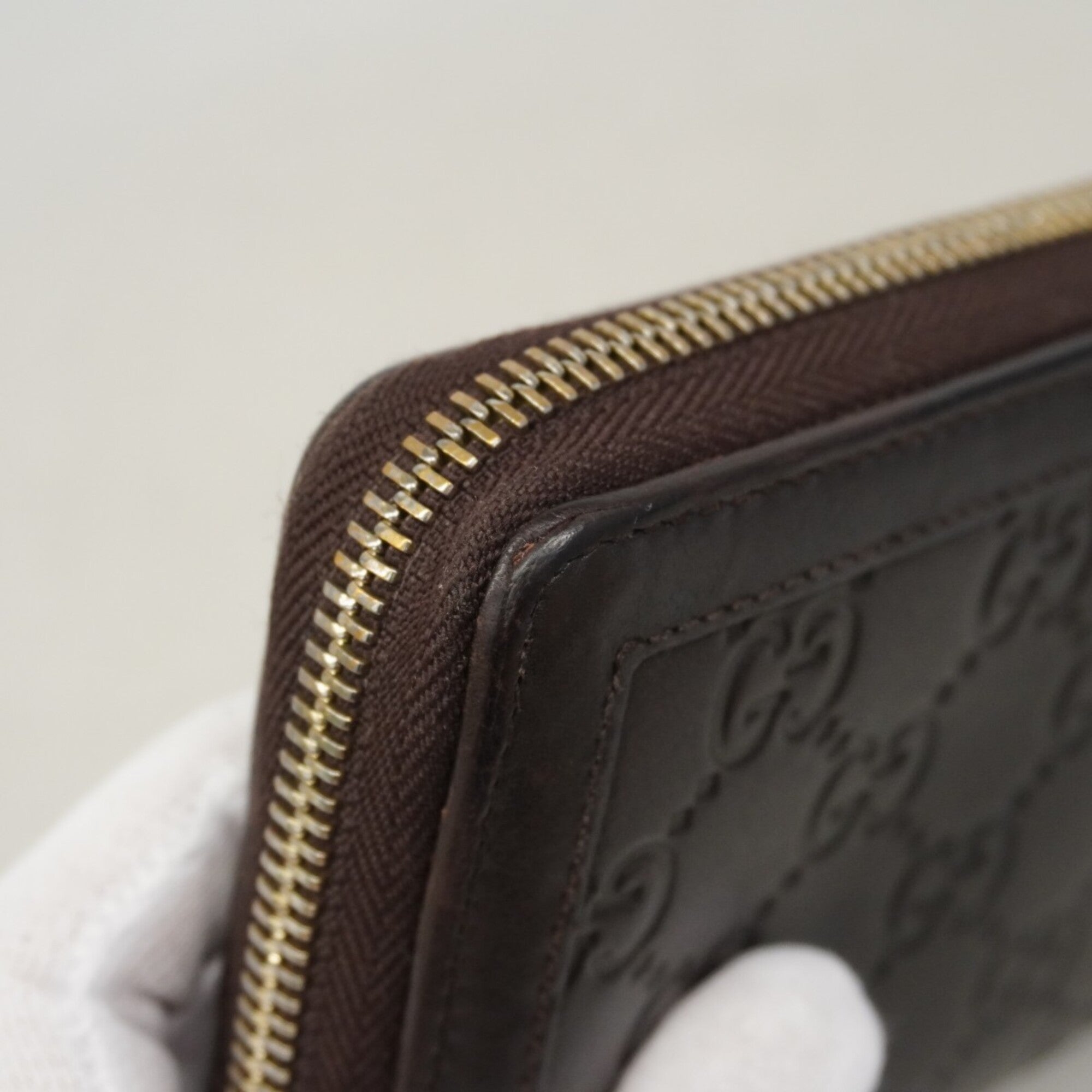 Gucci Dark Brown Leather Long Wallet (Bi-Fold) (Pre-Owned)