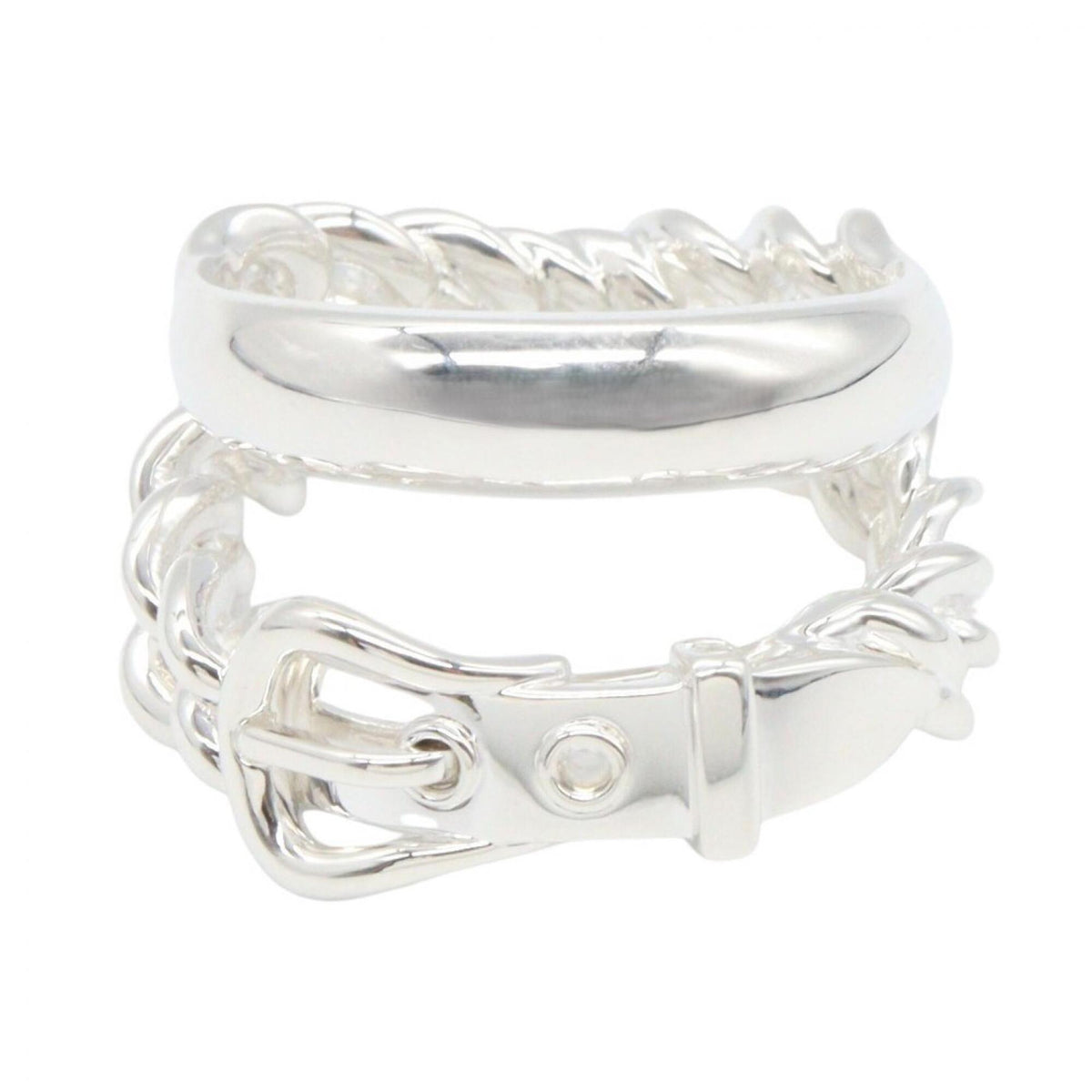 Hermes Silver Silver 925 Band Ring (Pre-Owned)