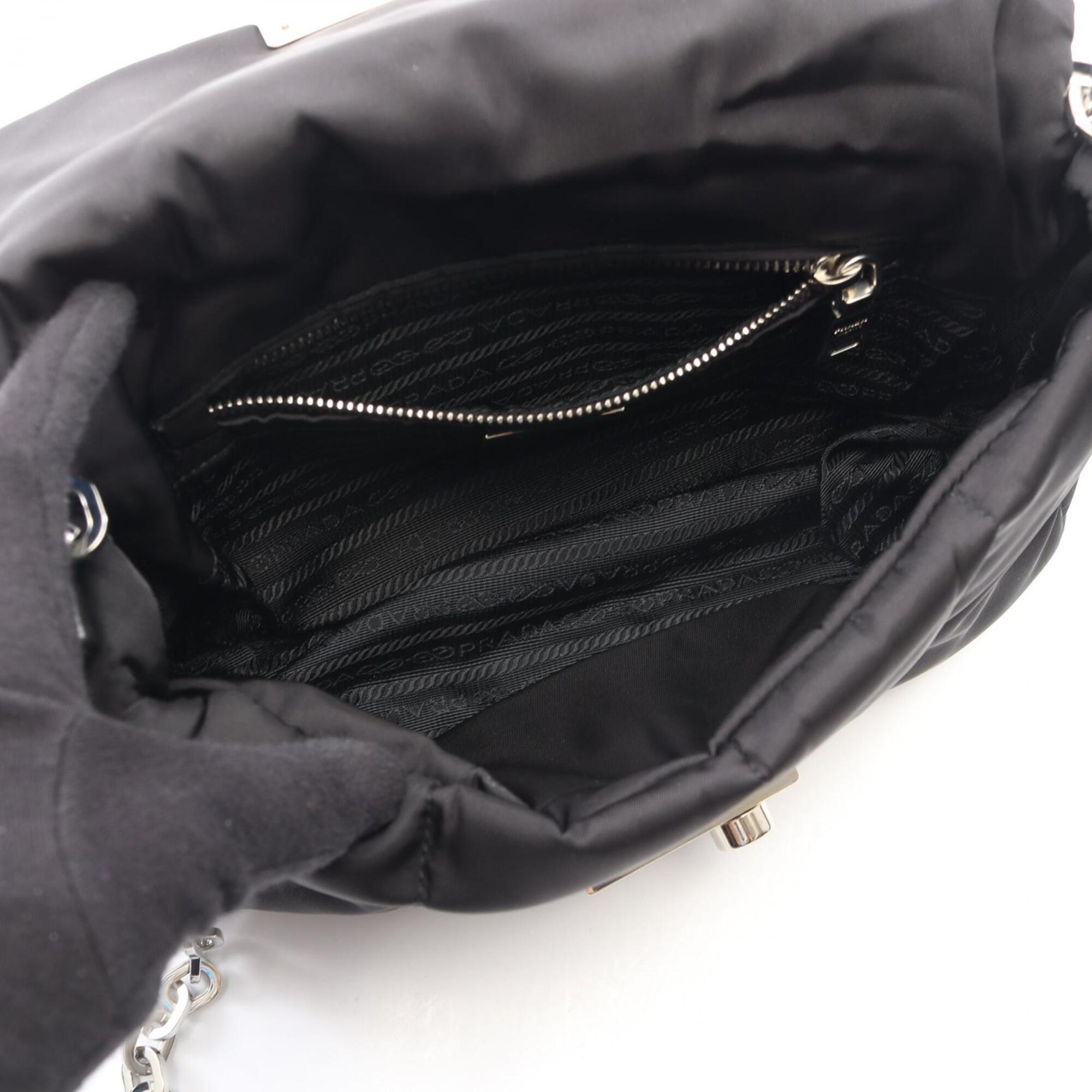 Prada Black Nylon Leather Handbag Shoulder Bag (Pre-Owned)