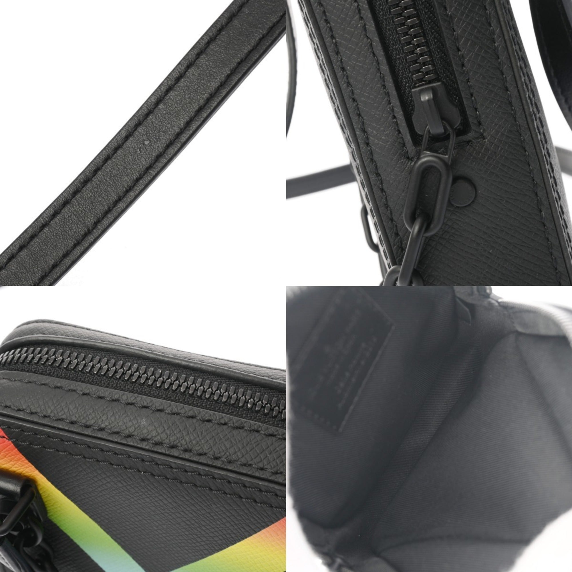 Louis Vuitton Noir Leather Shoulder Bag (Pre-Owned)
