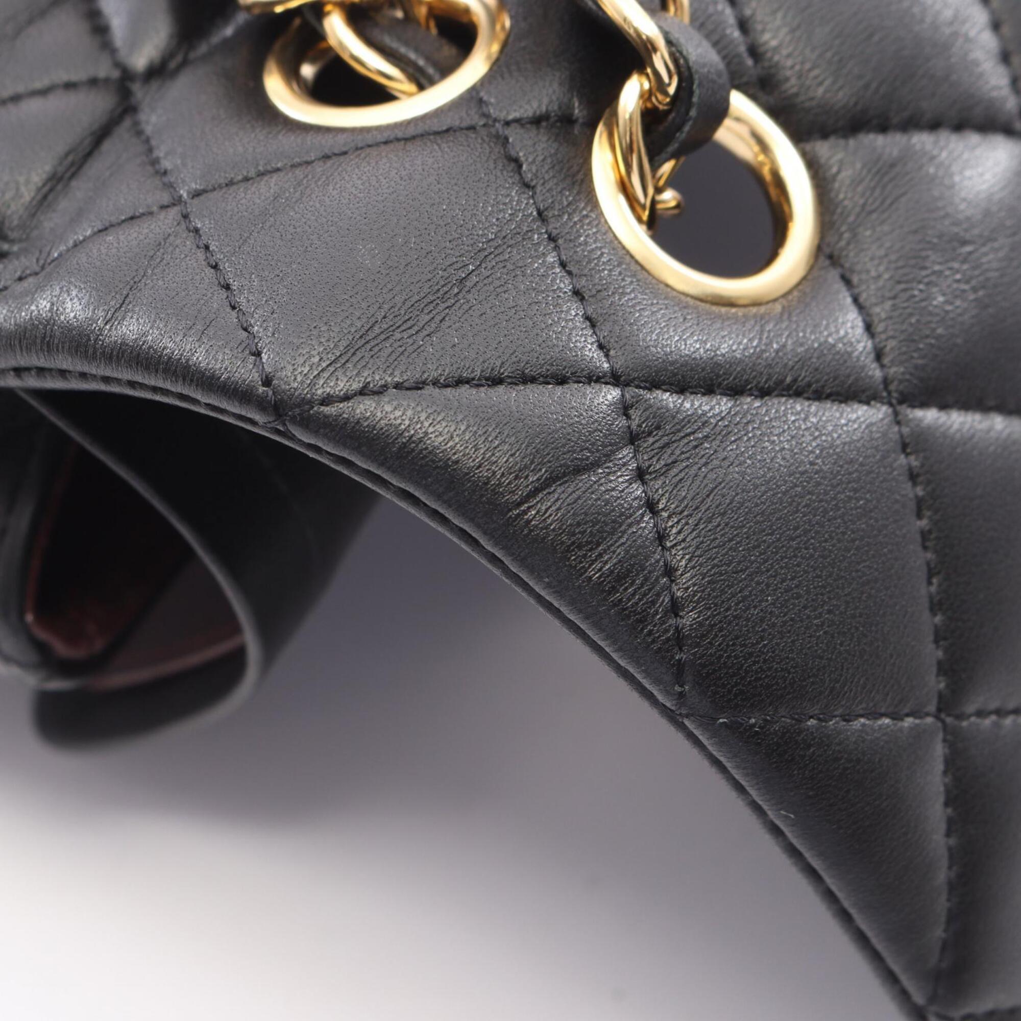 Chanel Black Leather Handbag Shoulder Bag (Pre-Owned)