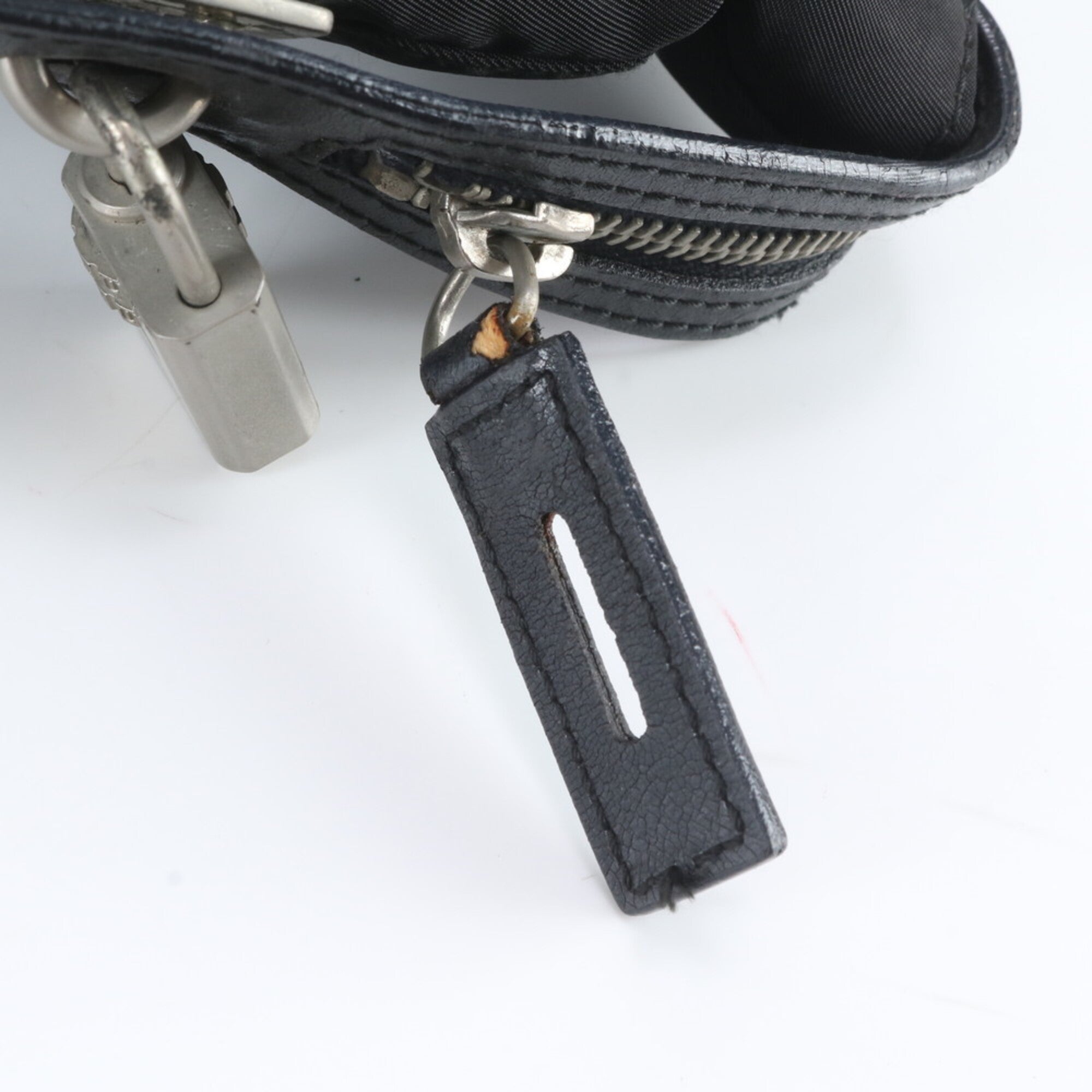 Prada Black Nylon Leather Boston Bag Tote Bag (Pre-Owned)