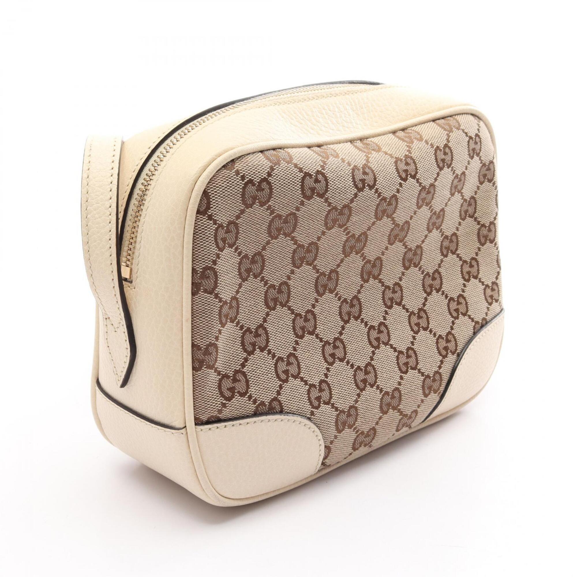 Gucci Beige Ivory Canvas Leather Handbag Shoulder Bag (Pre-Owned)