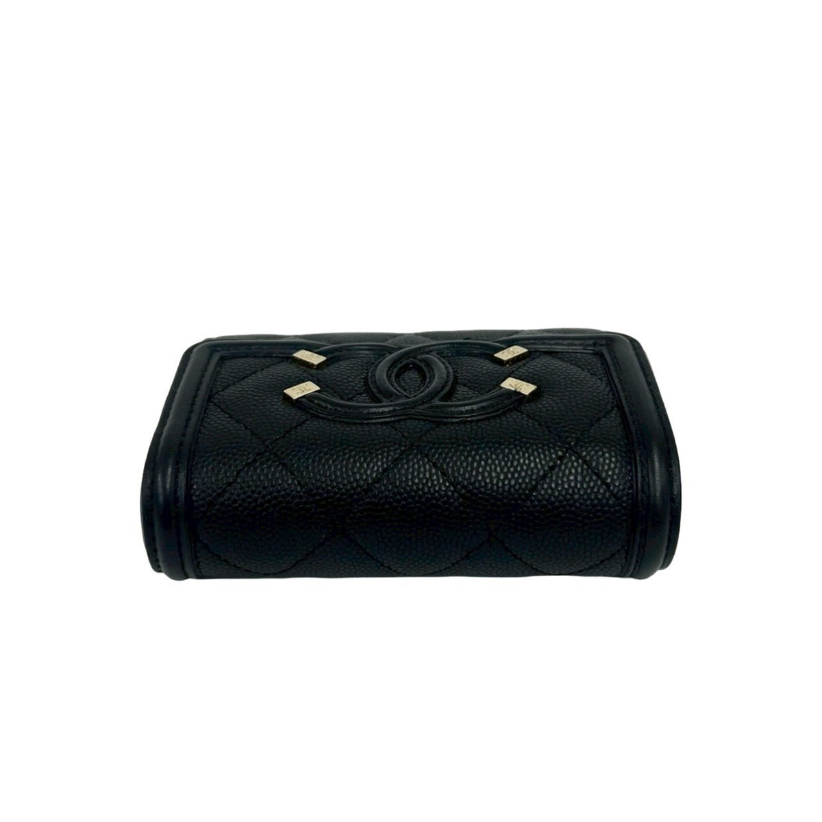 Chanel Black Grained Calfskin Wallet (Tri-Fold) (Pre-Owned)