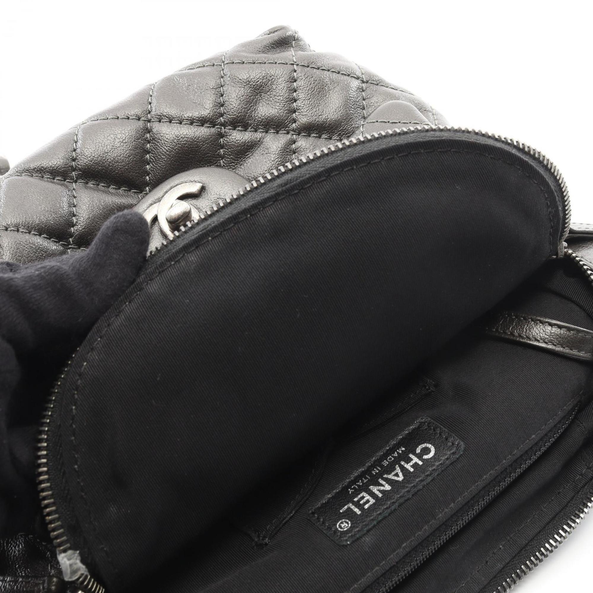 Chanel Gray Leather Backpack (Pre-Owned)