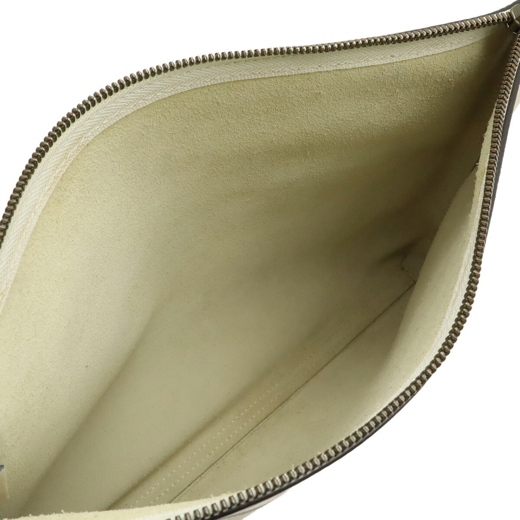 Gucci Green Ivory Red Color White Leather Clutch Bag Pouch (Pre-Owned)