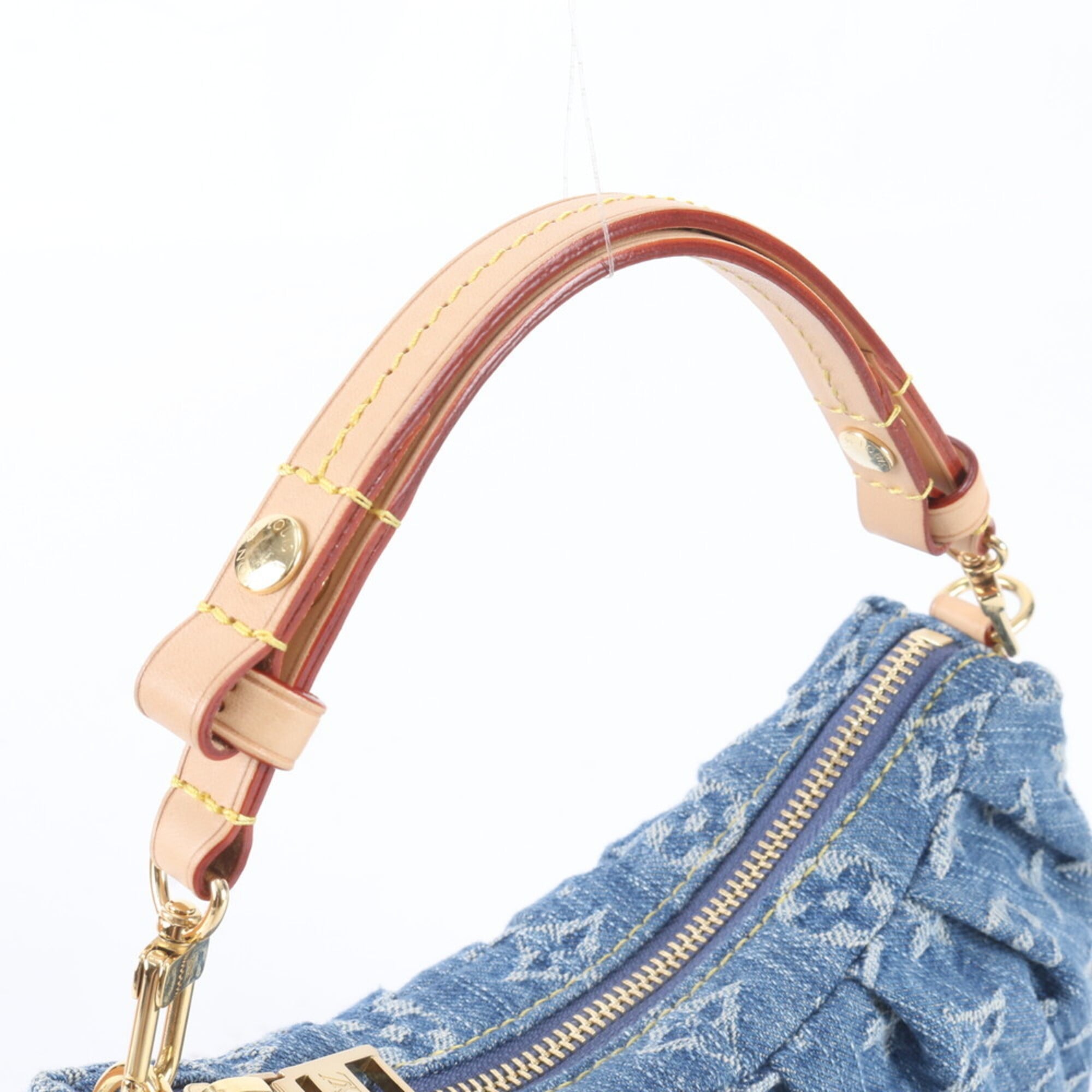 Louis Vuitton Blue Leather Canvas Handbag Pochette Shoulder Bag (Pre-Owned)