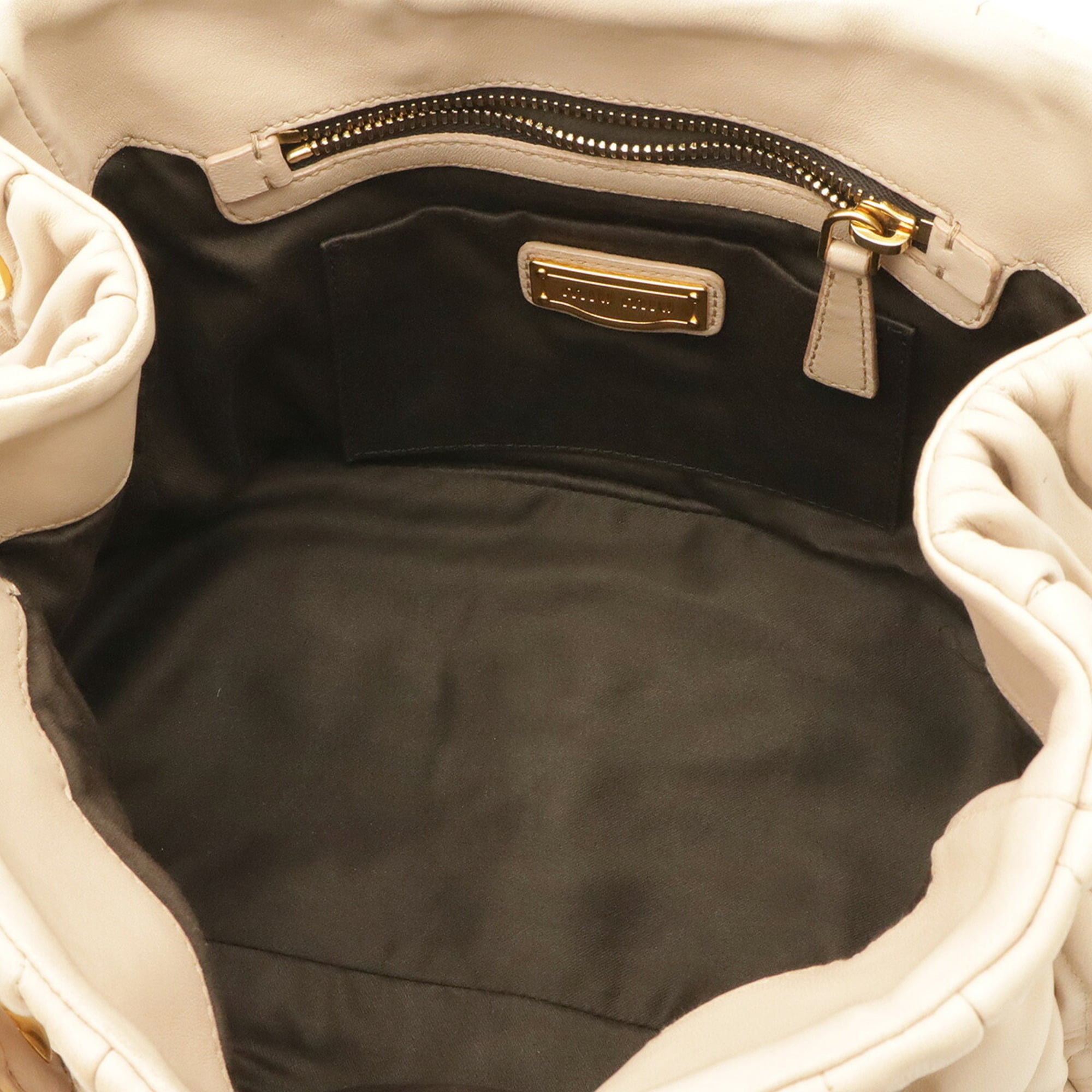 Miu Miu Matelasse Pink Beige Leather Handbag Shoulder Bag (Pre-Owned)
