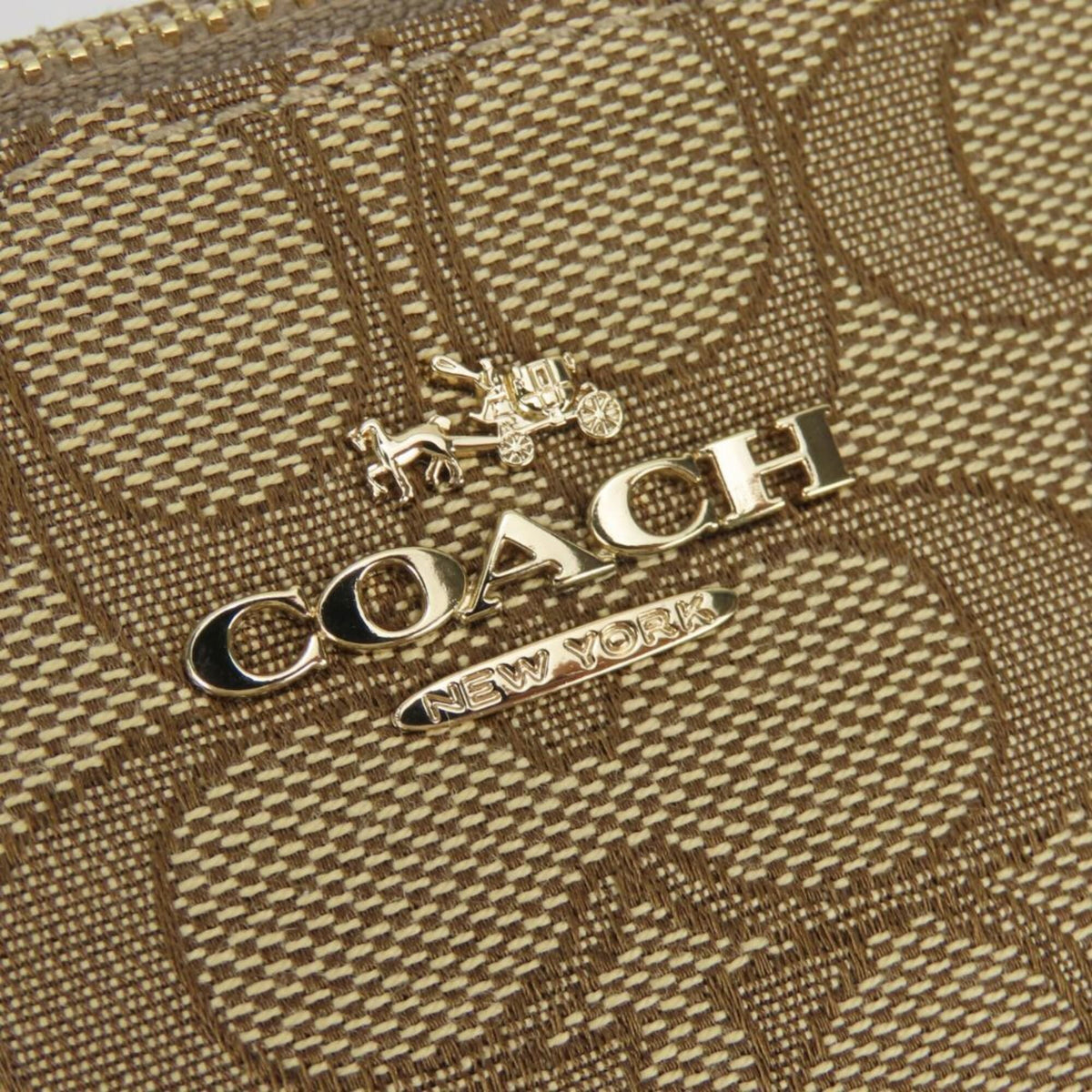 Coach Signature Beige Red Color Canvas Handbag (Pre-Owned)