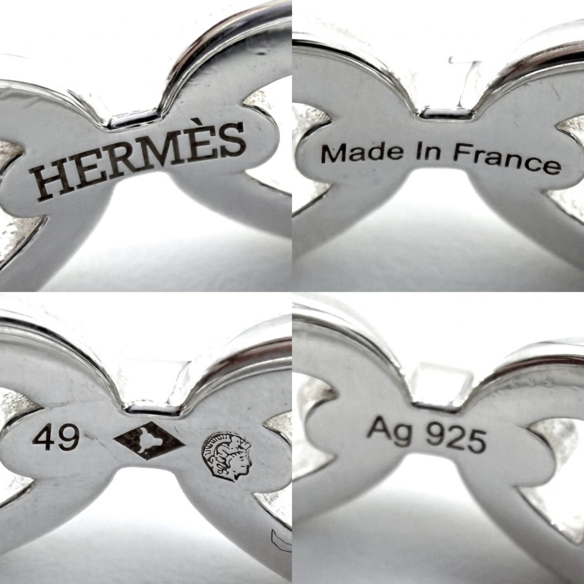 Hermes Silver 925 Band Ring (Pre-Owned)