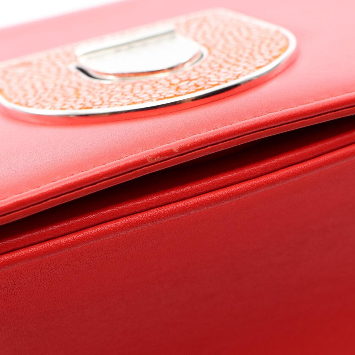 Christian Dior Red Color Leather Handbag Shoulder Bag (Pre-Owned)
