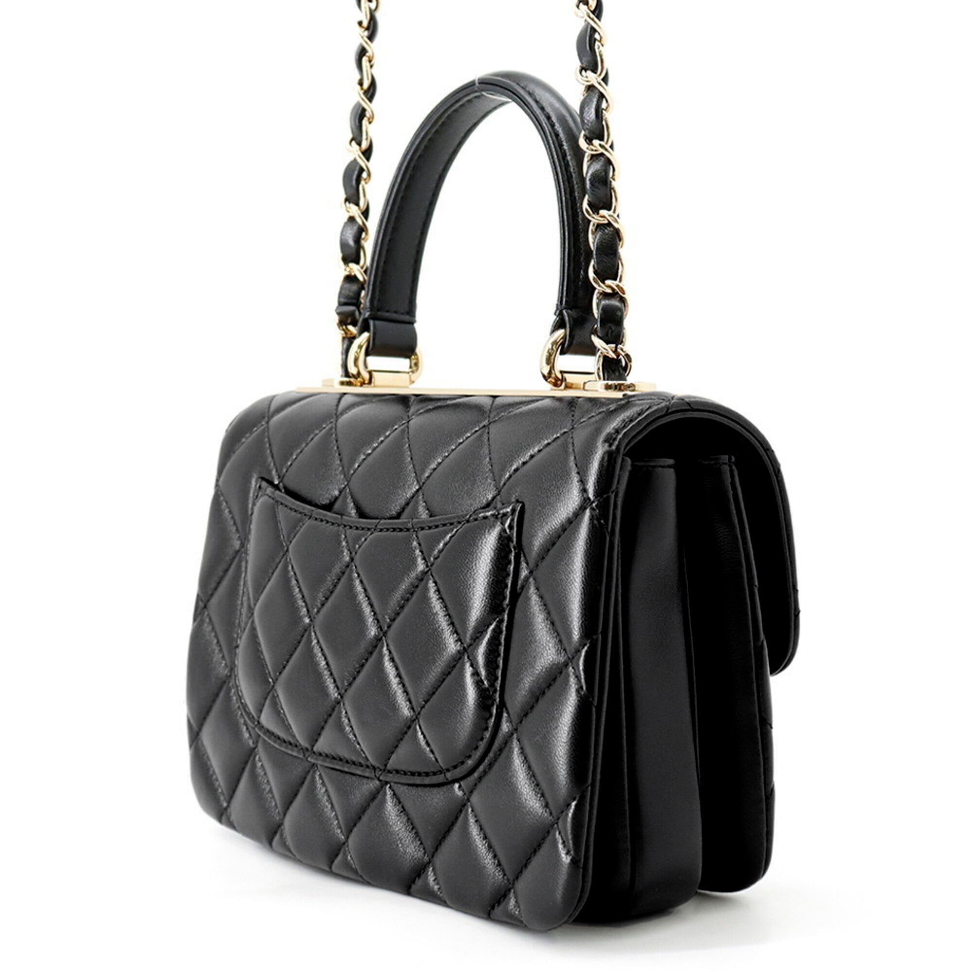 Chanel Black Leather Handbag Shoulder Bag (Pre-Owned)