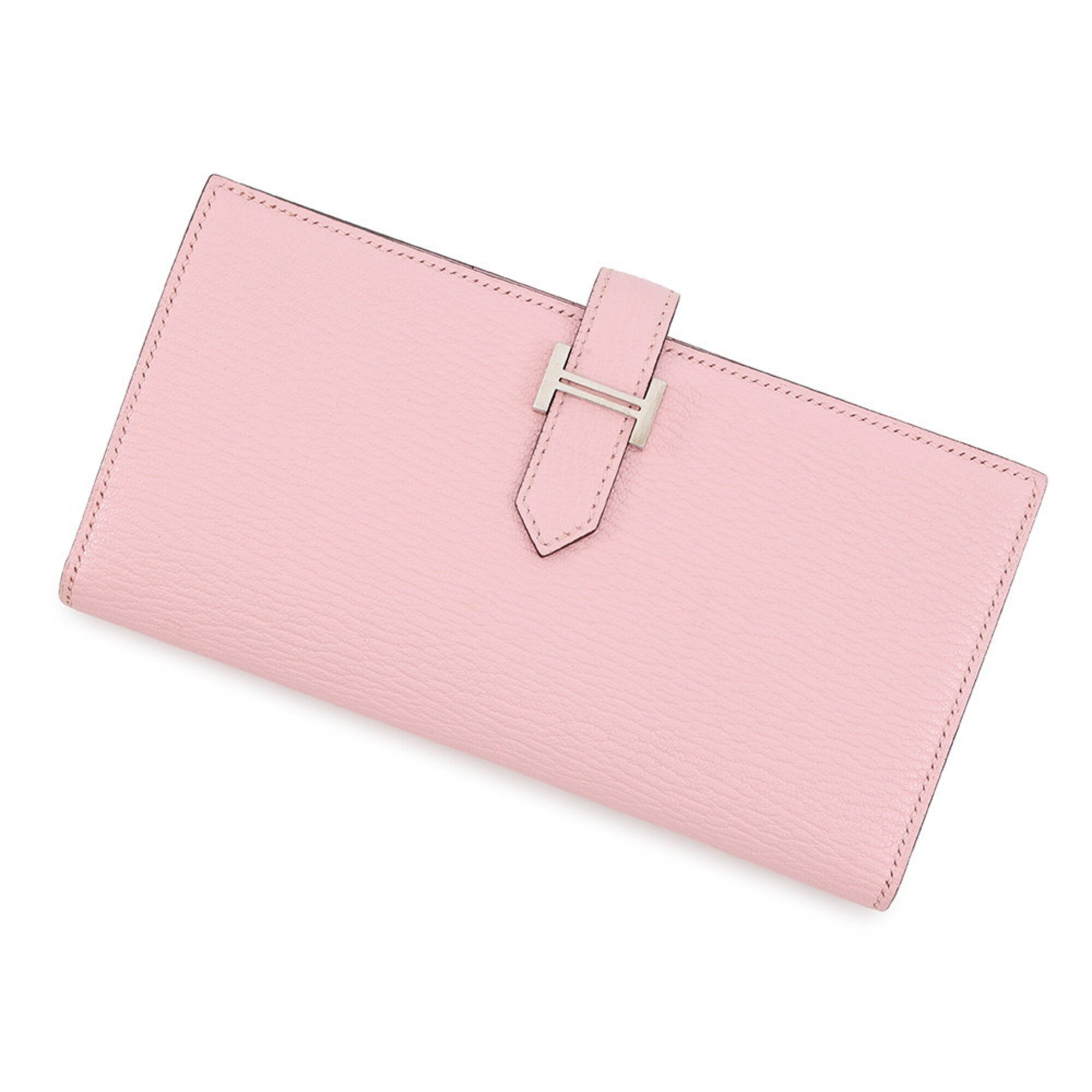 Hermes Rose Sakura Chevre Myzore Leather Long Wallet (Bi-Fold) (Pre-Owned)