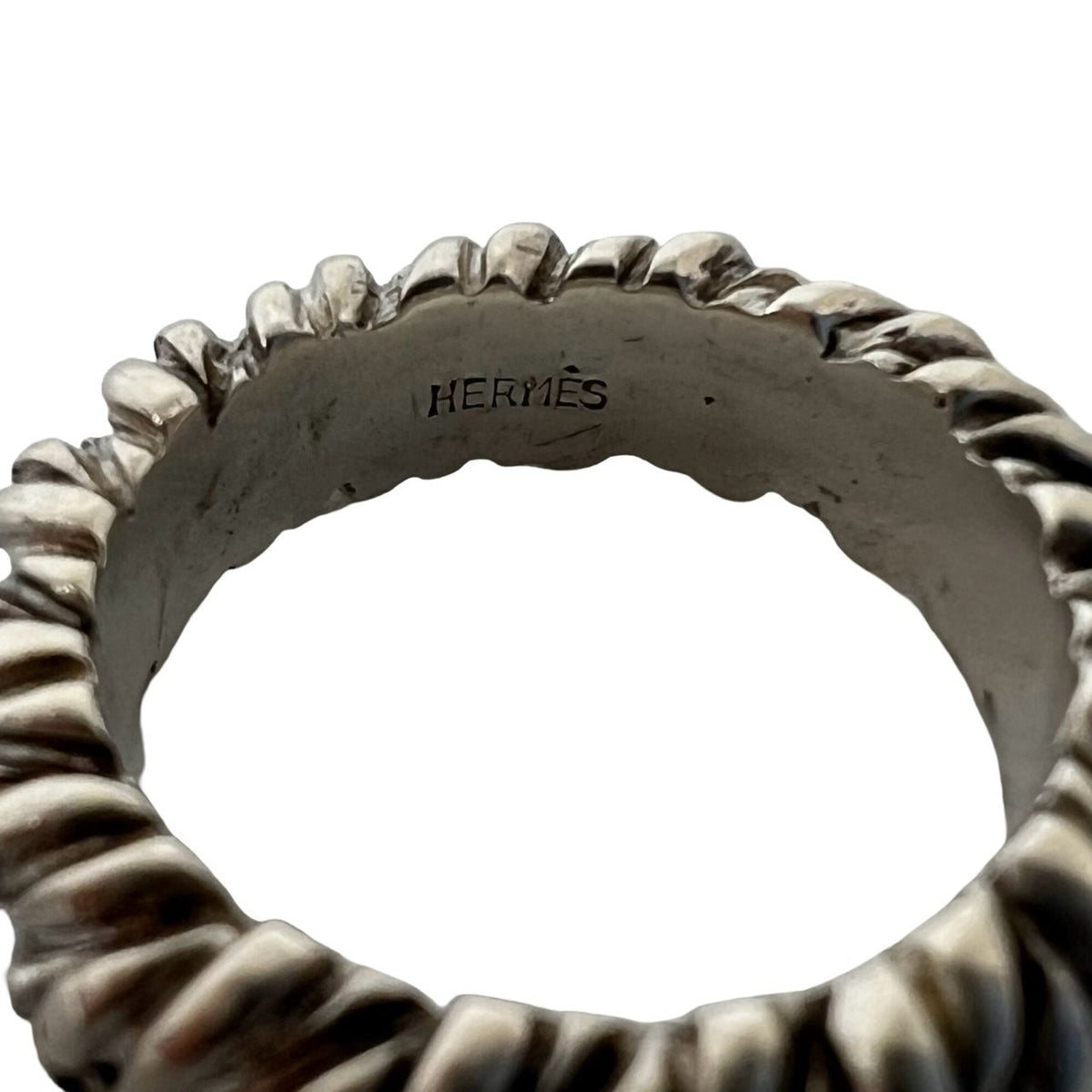 Hermes Silver Silver 925 Band Ring (Pre-Owned)
