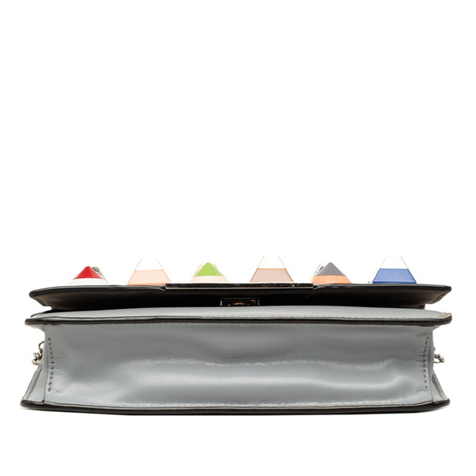 Fendi Gray Multi-Color Leather Shoulder Bag (Pre-Owned)