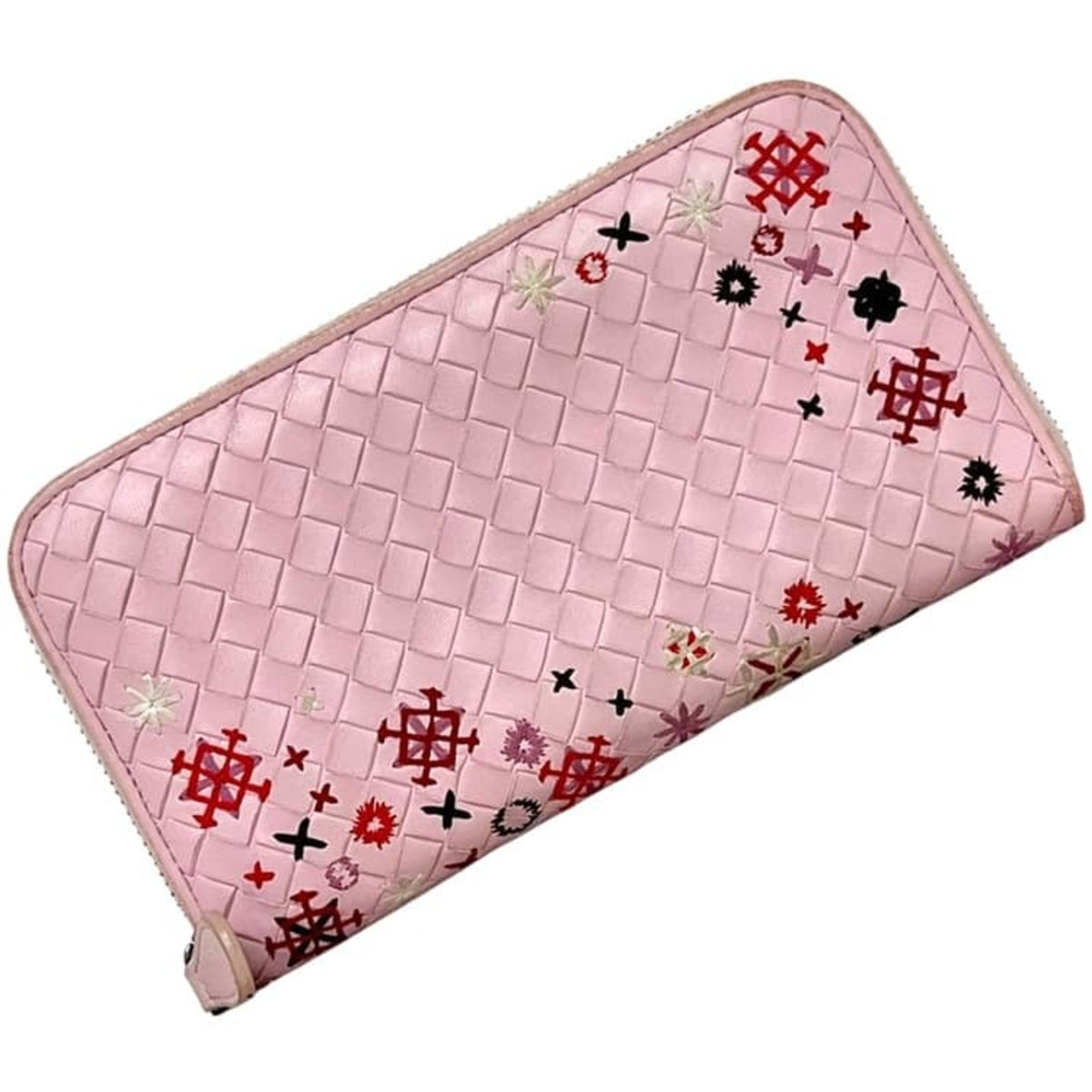 Bottega Veneta Pink Leather Long Wallet (Bi-Fold) (Pre-Owned)