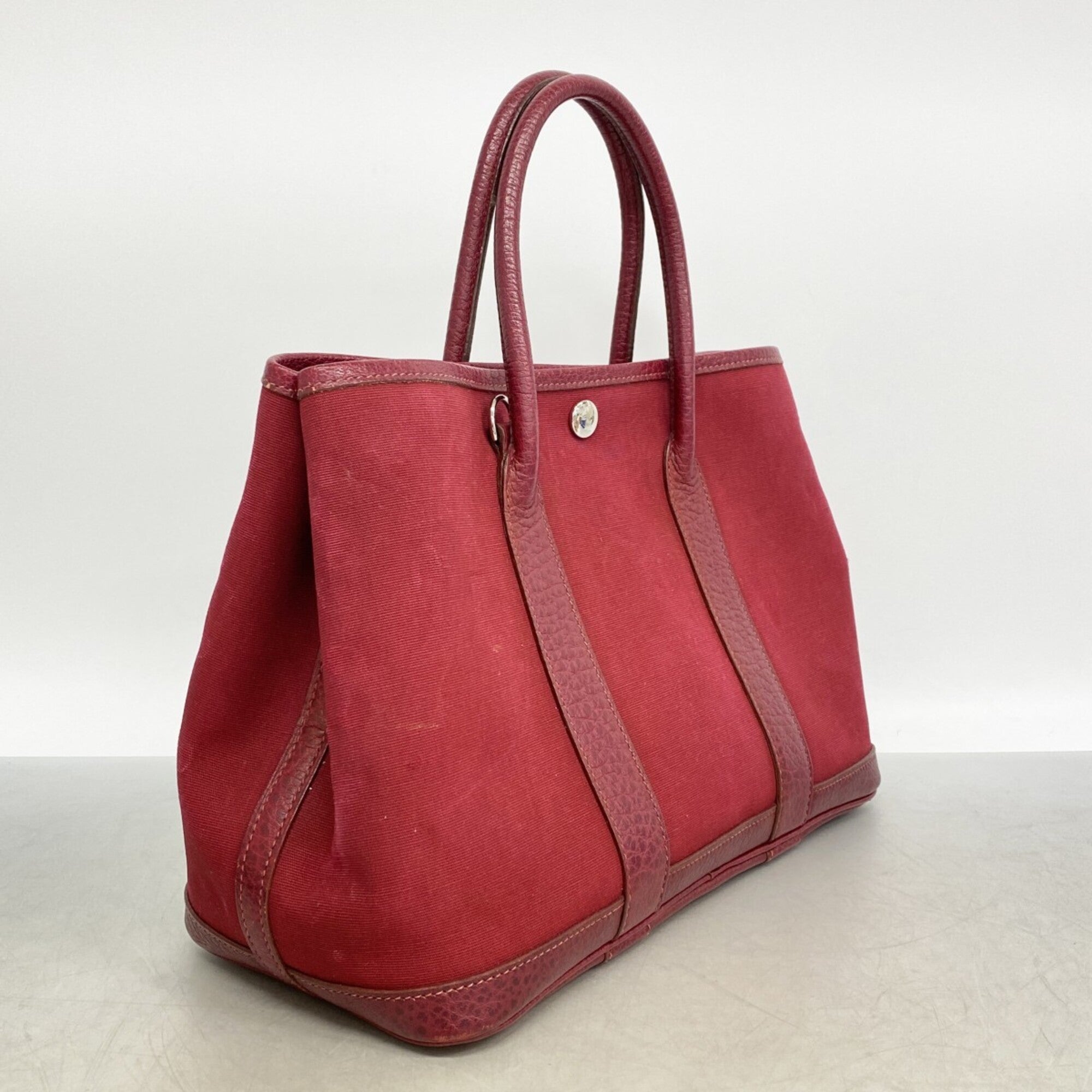 Hermes Red Color Toile Officier Handbag (Pre-Owned)