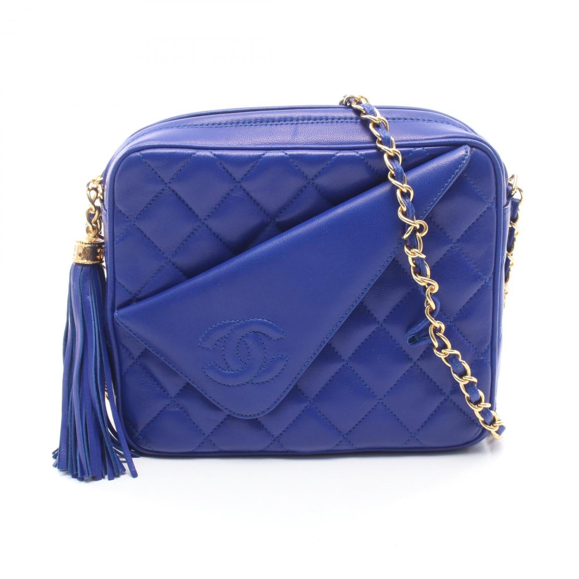 Chanel Blue Leather Handbag Shoulder Bag (Pre-Owned)