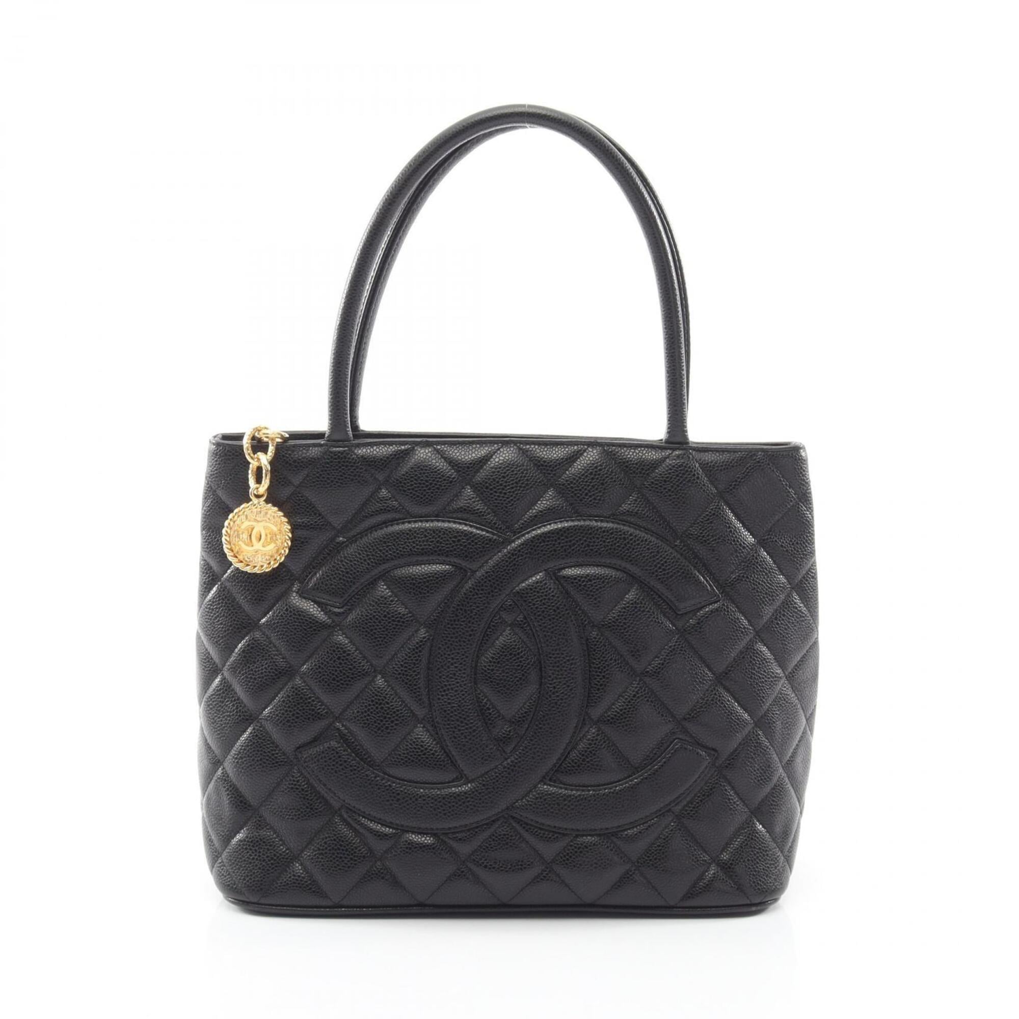 Chanel Black Grained Calfskin Handbag Tote Bag (Pre-Owned)