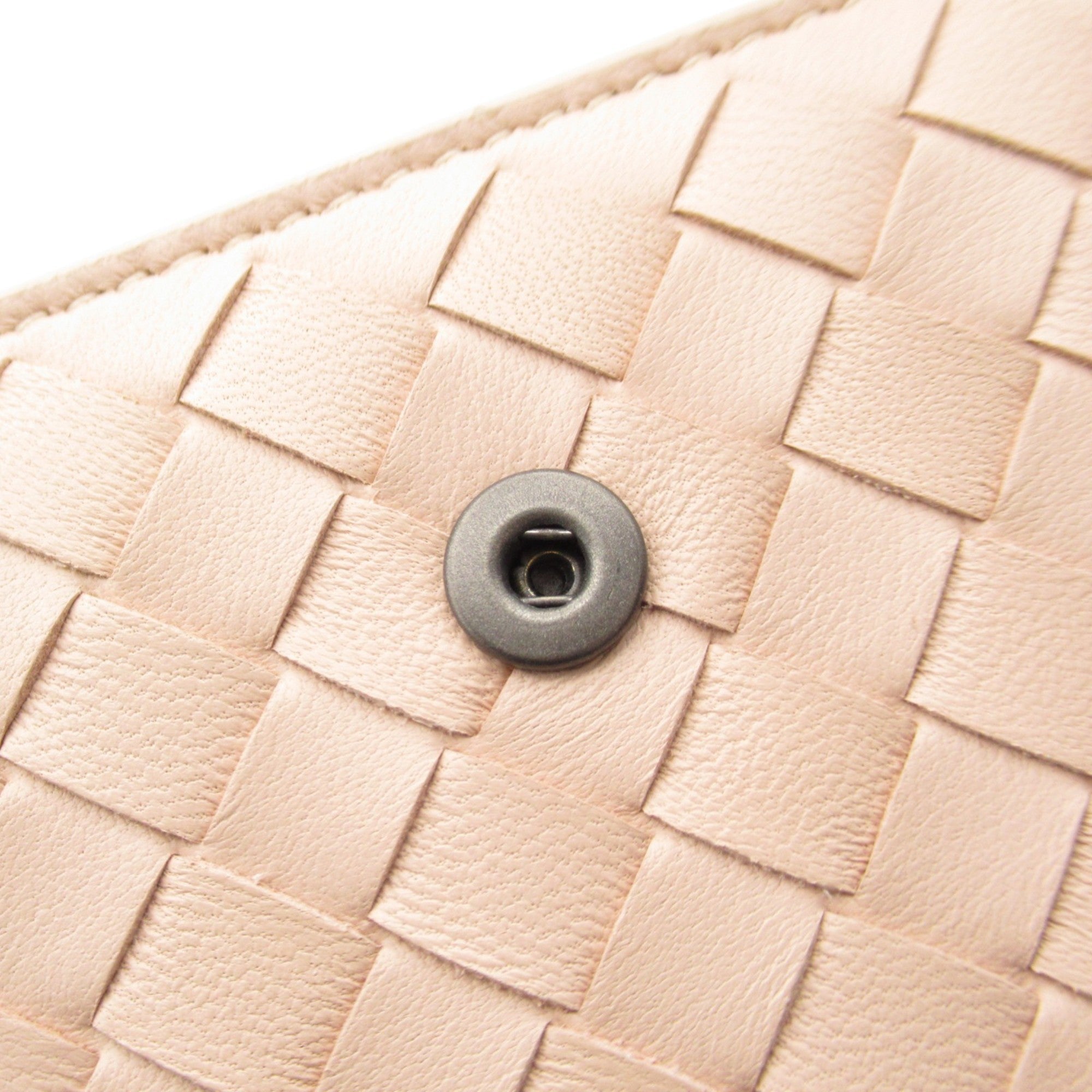 Bottega Veneta Pink Beige Leather Long Wallet (Bi-Fold) (Pre-Owned)