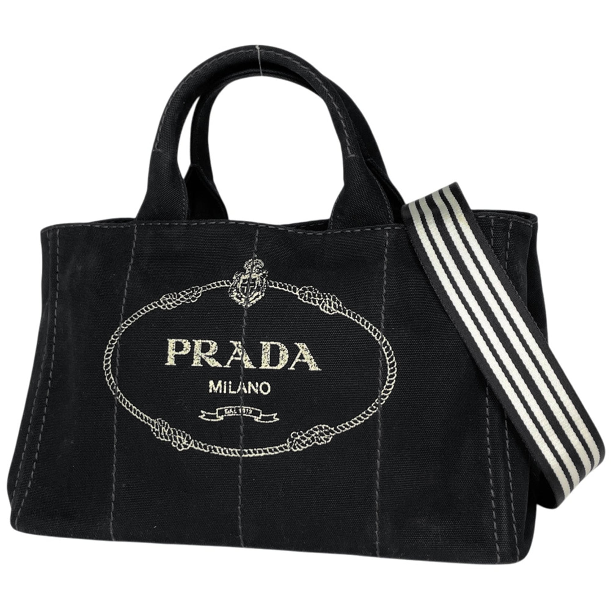 Prada Black Canvas Tote Bag (Pre-Owned)