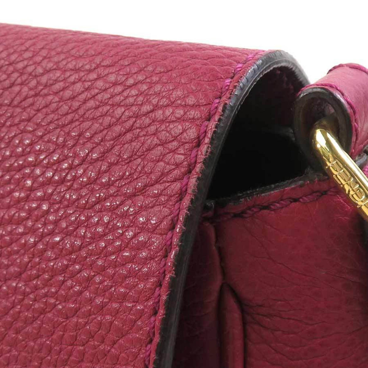 Fendi Bordeaux Leather Shoulder Bag (Pre-Owned)