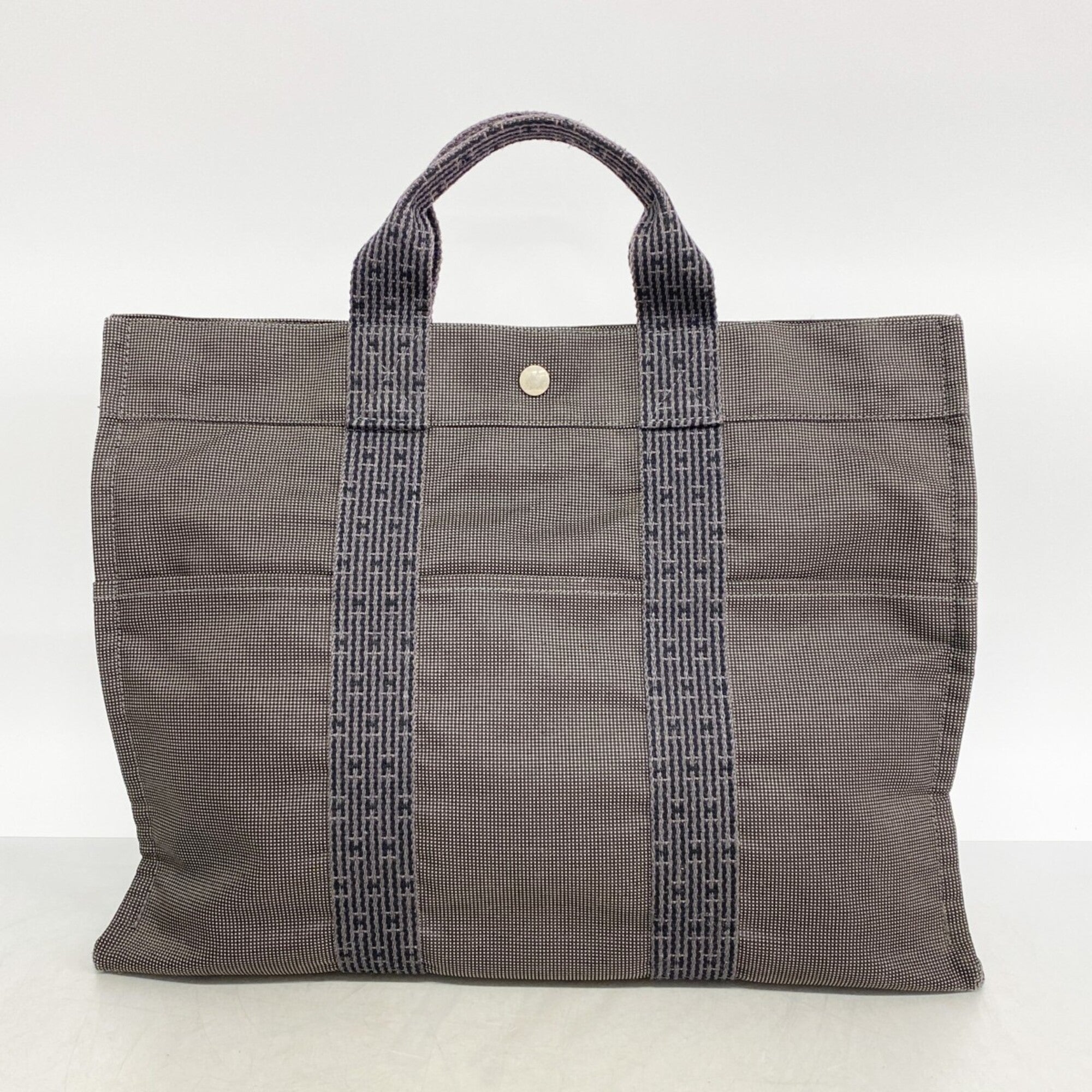 Hermes Gray Canvas Tote Bag (Pre-Owned)