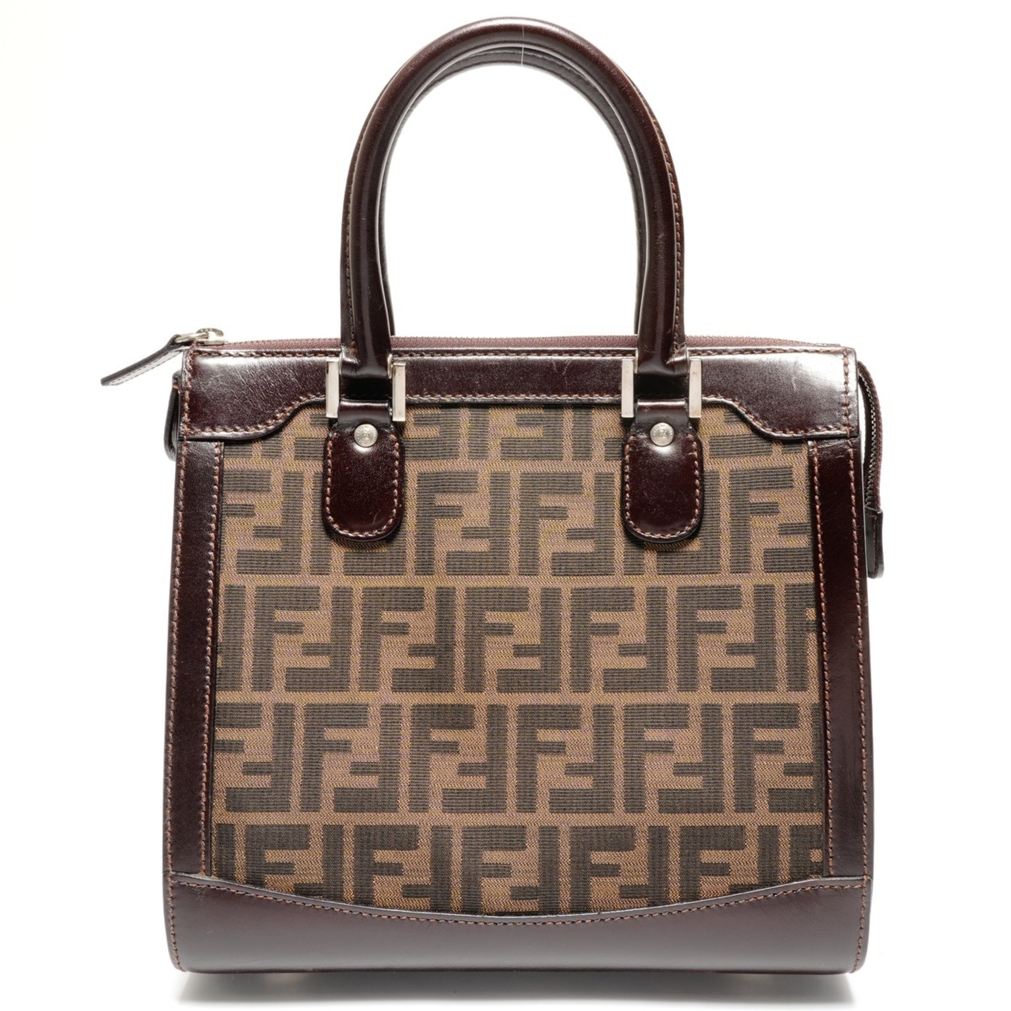 Fendi Zucca Brown Canvas Handbag (Pre-Owned)