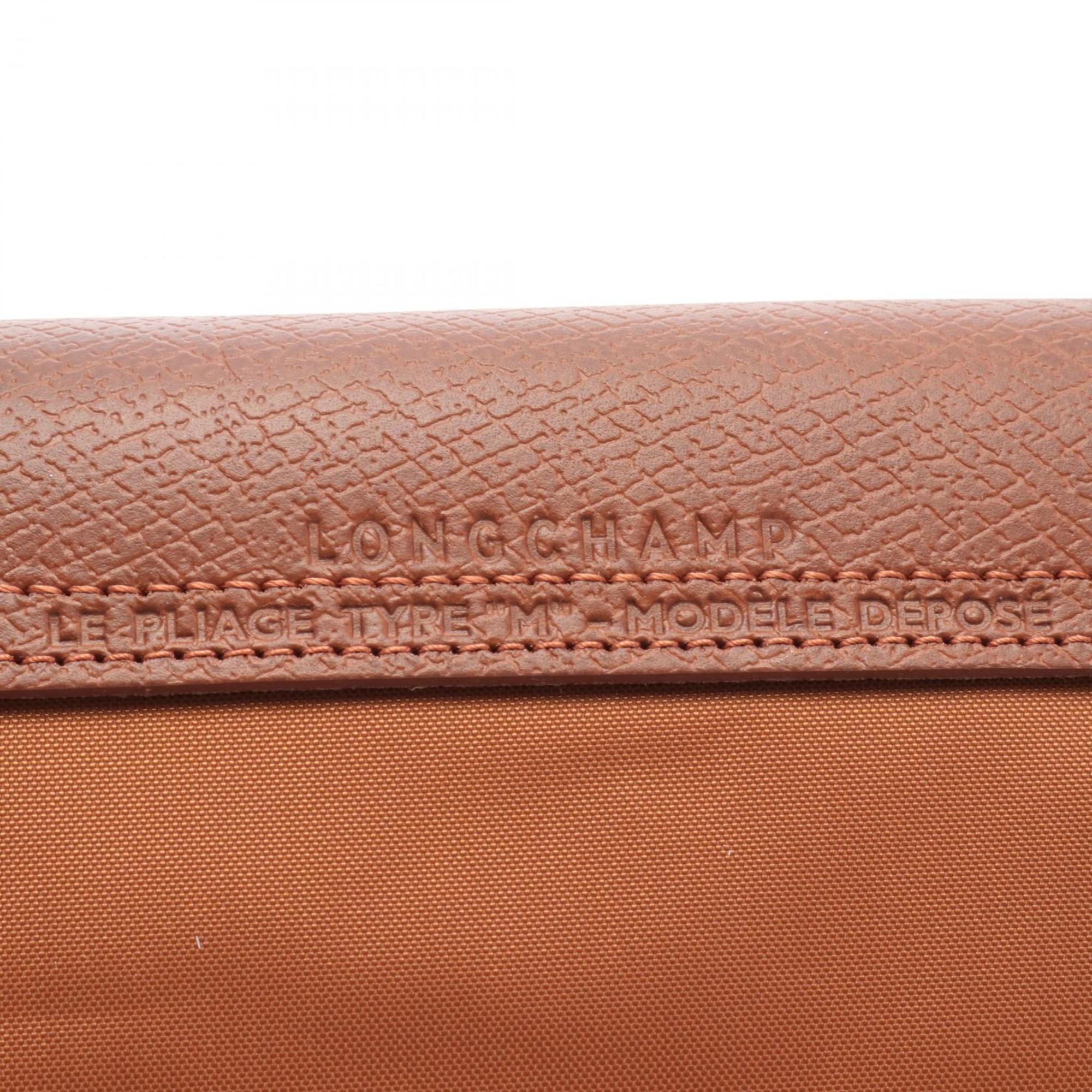 Longchamp Brown Nylon Leather Handbag (Pre-Owned)