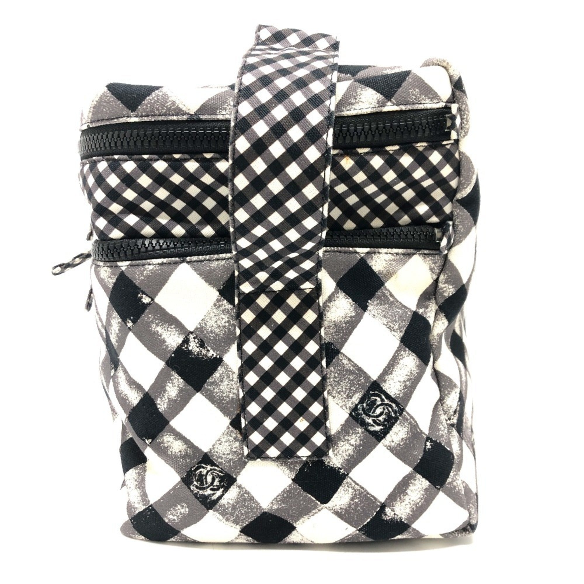 Chanel Black White Canvas Shoulder Bag (Pre-Owned)
