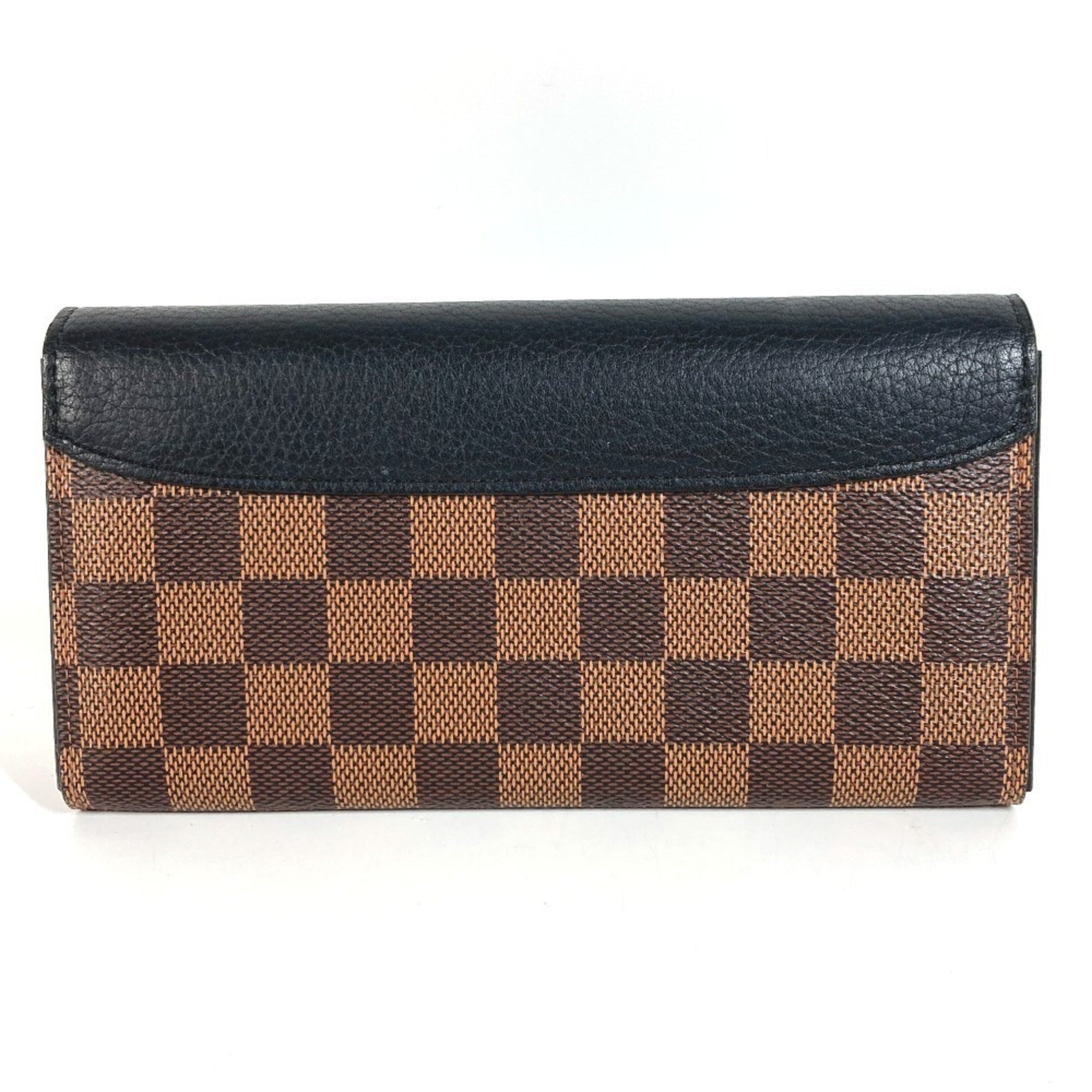 Louis Vuitton Black Brown Damier Canvas Long Wallet (Bi-Fold) (Pre-Owned)