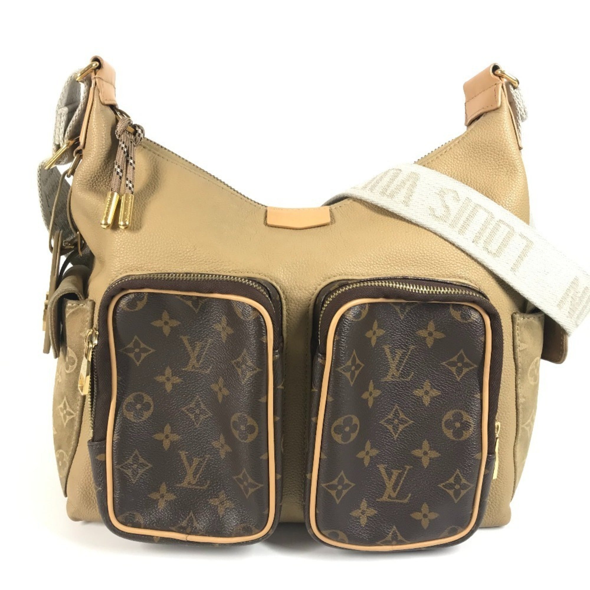Louis Vuitton Beige Brown Monogram Canvas Leather Shoulder Bag (Pre-Owned)