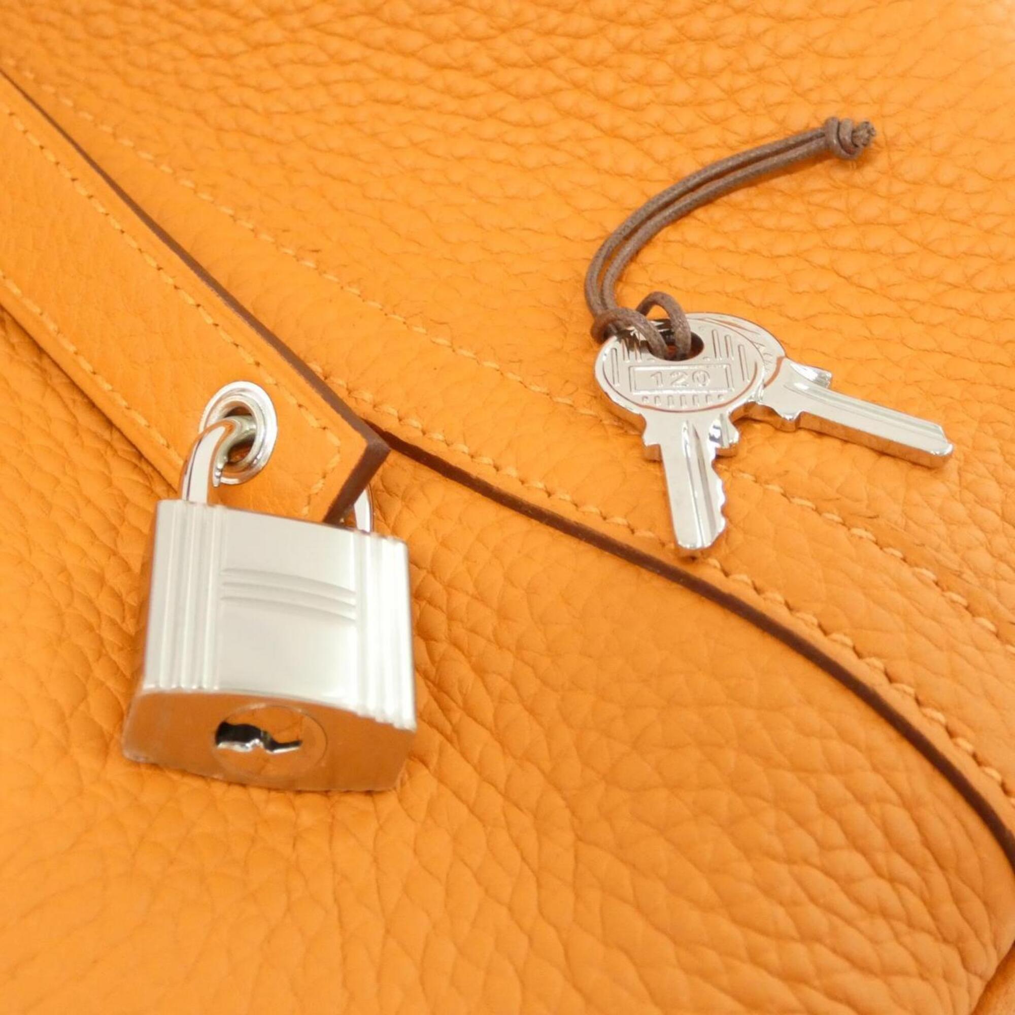 Hermes Orange Taurillon Clemence Leather Handbag (Pre-Owned)