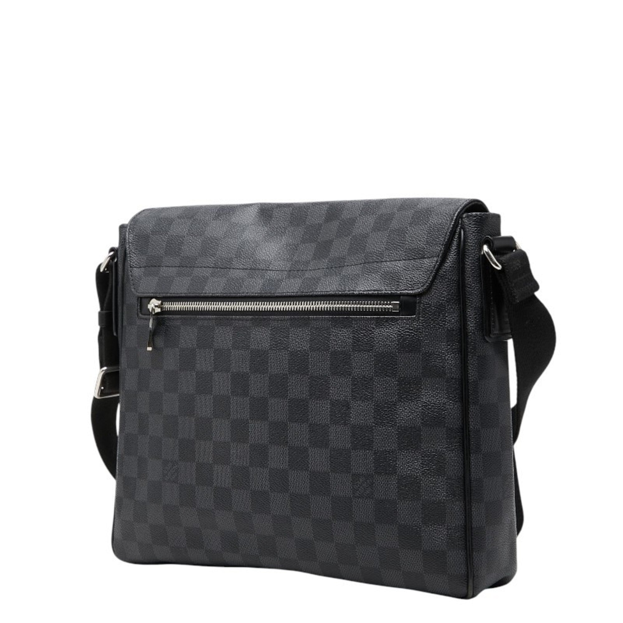 Louis Vuitton Black Pvc Leather Messenger Bag Shoulder Bag (Pre-Owned)