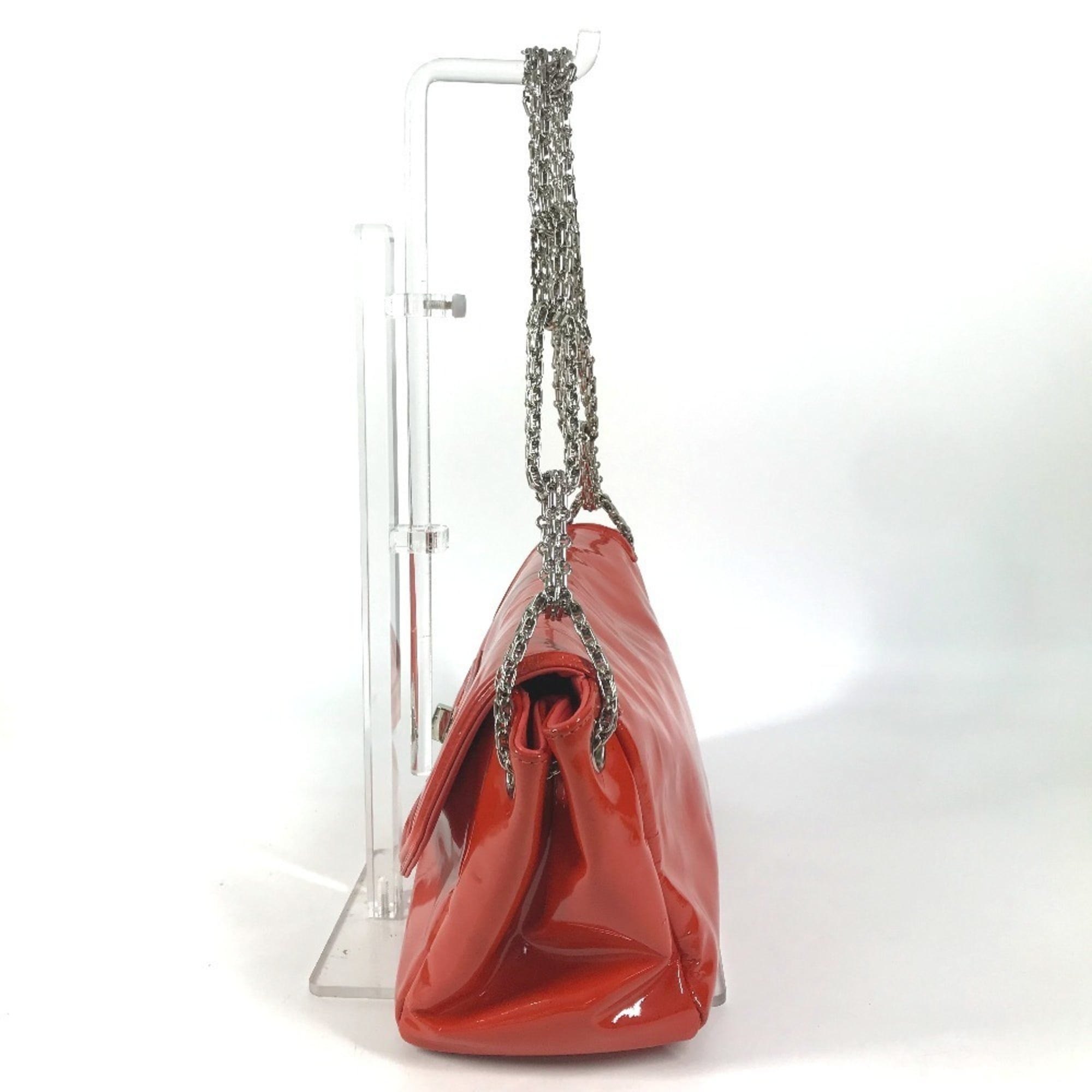 Chanel Orange Red Color Patent Leather Shoulder Bag (Pre-Owned)