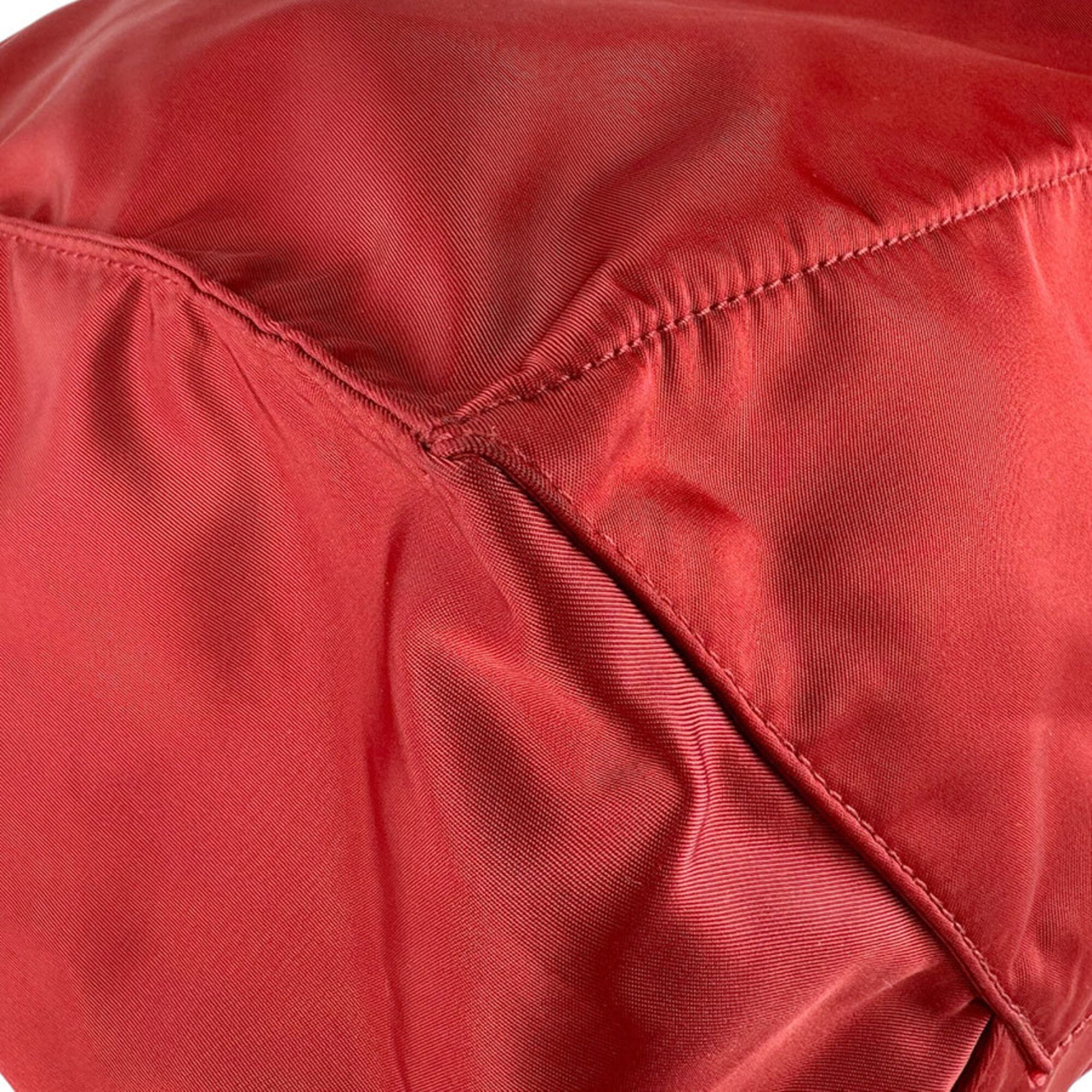 Prada Red Color Nylon Handbag Shoulder Bag (Pre-Owned)
