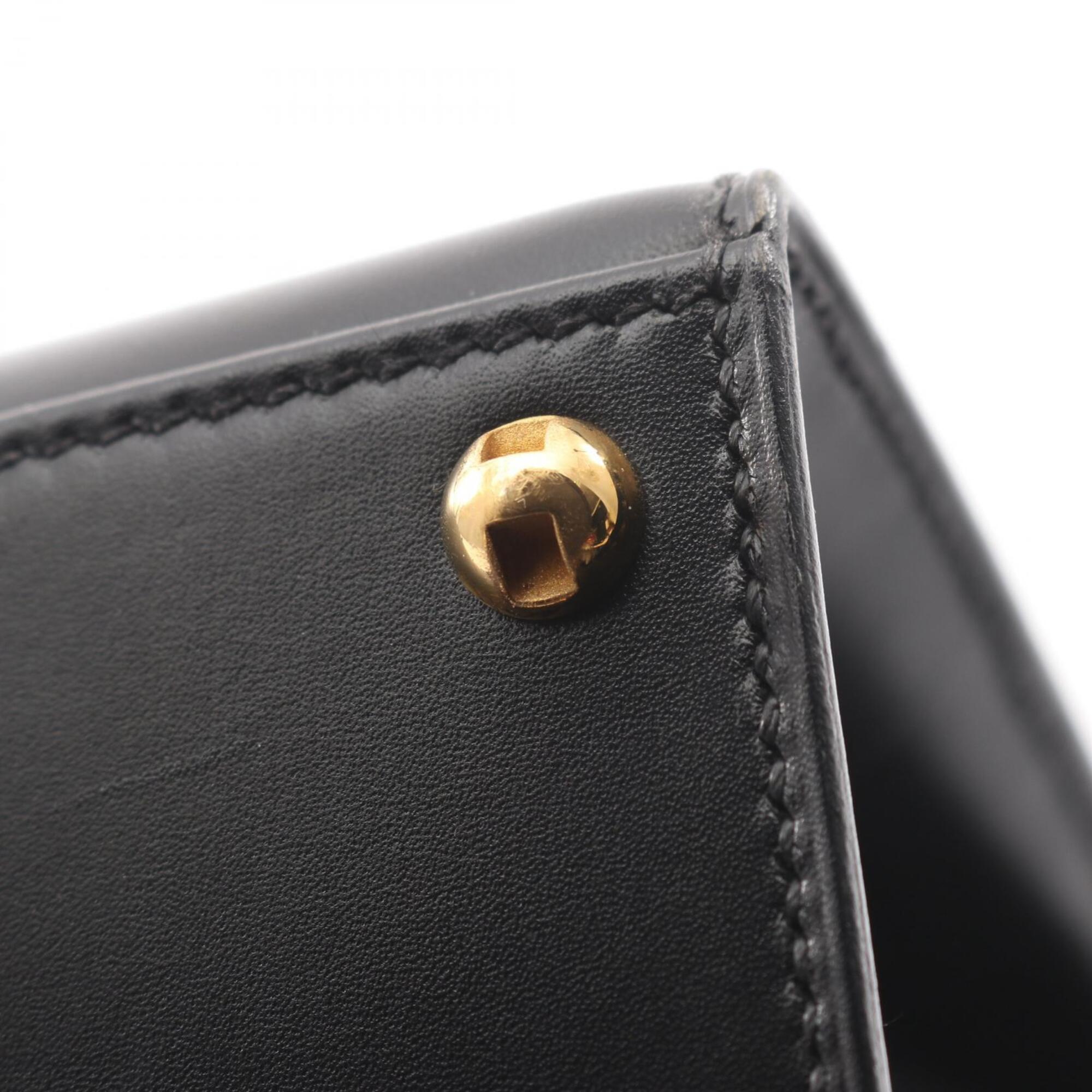 Hermes Black Box Calf Leather Handbag Shoulder Bag (Pre-Owned)