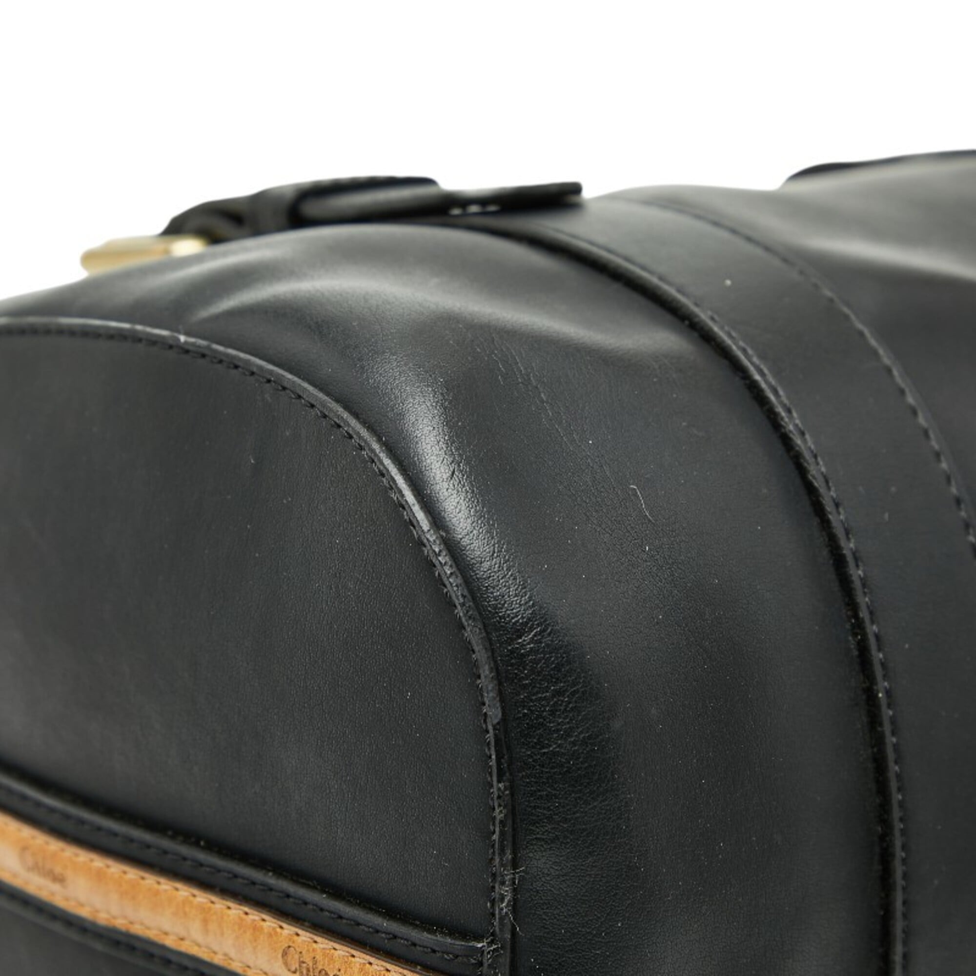 Chloé Black Leather Boston Bag Handbag Shoulder Bag (Pre-Owned)