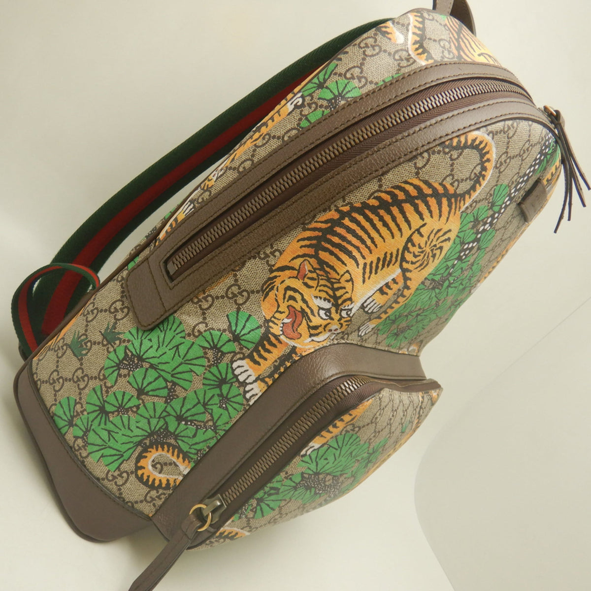 Gucci Beige Green Yellow Gg Supreme Backpack (Pre-Owned)