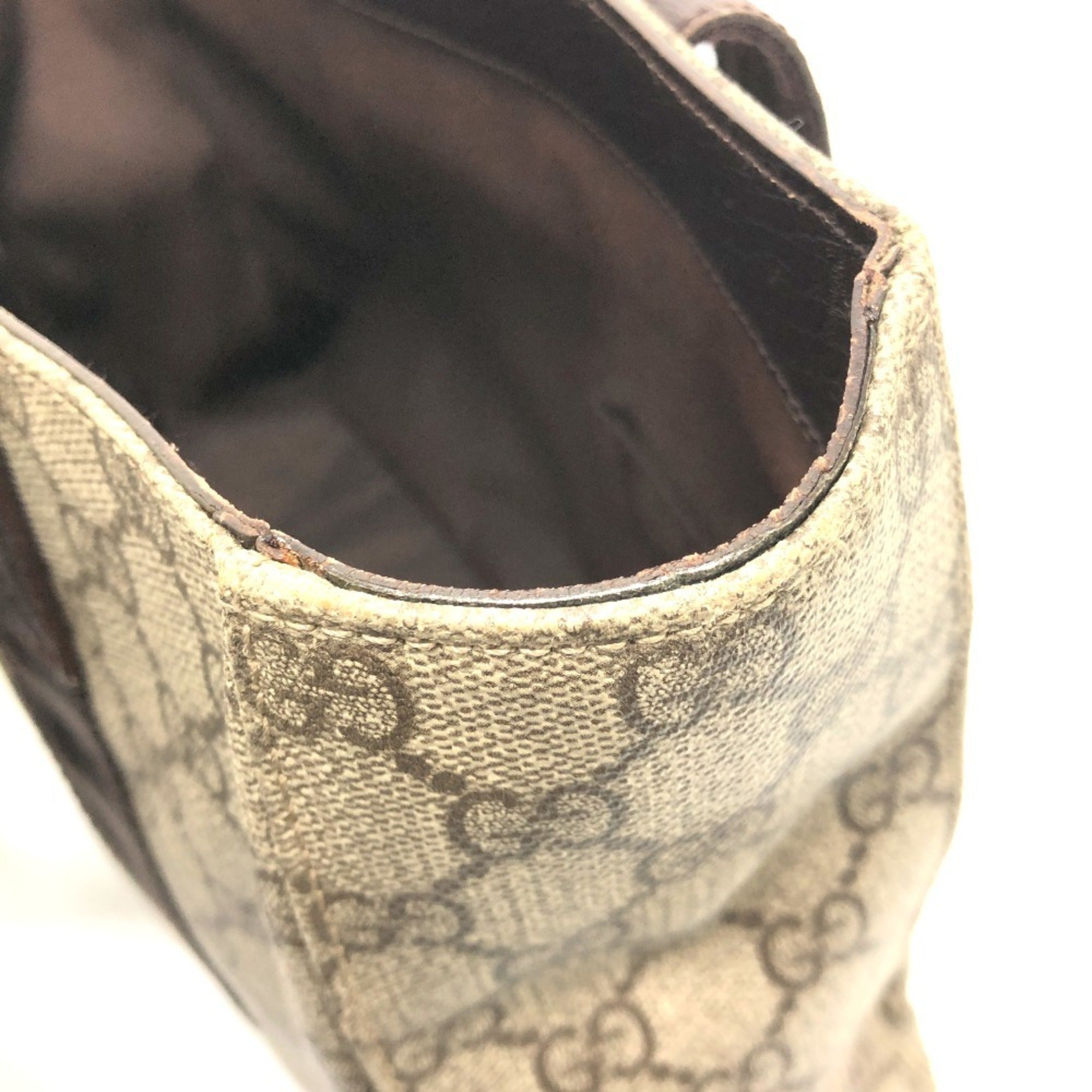 Gucci Beige Dark Brown Gg Supreme Canvas Handbag Tote Bag (Pre-Owned)