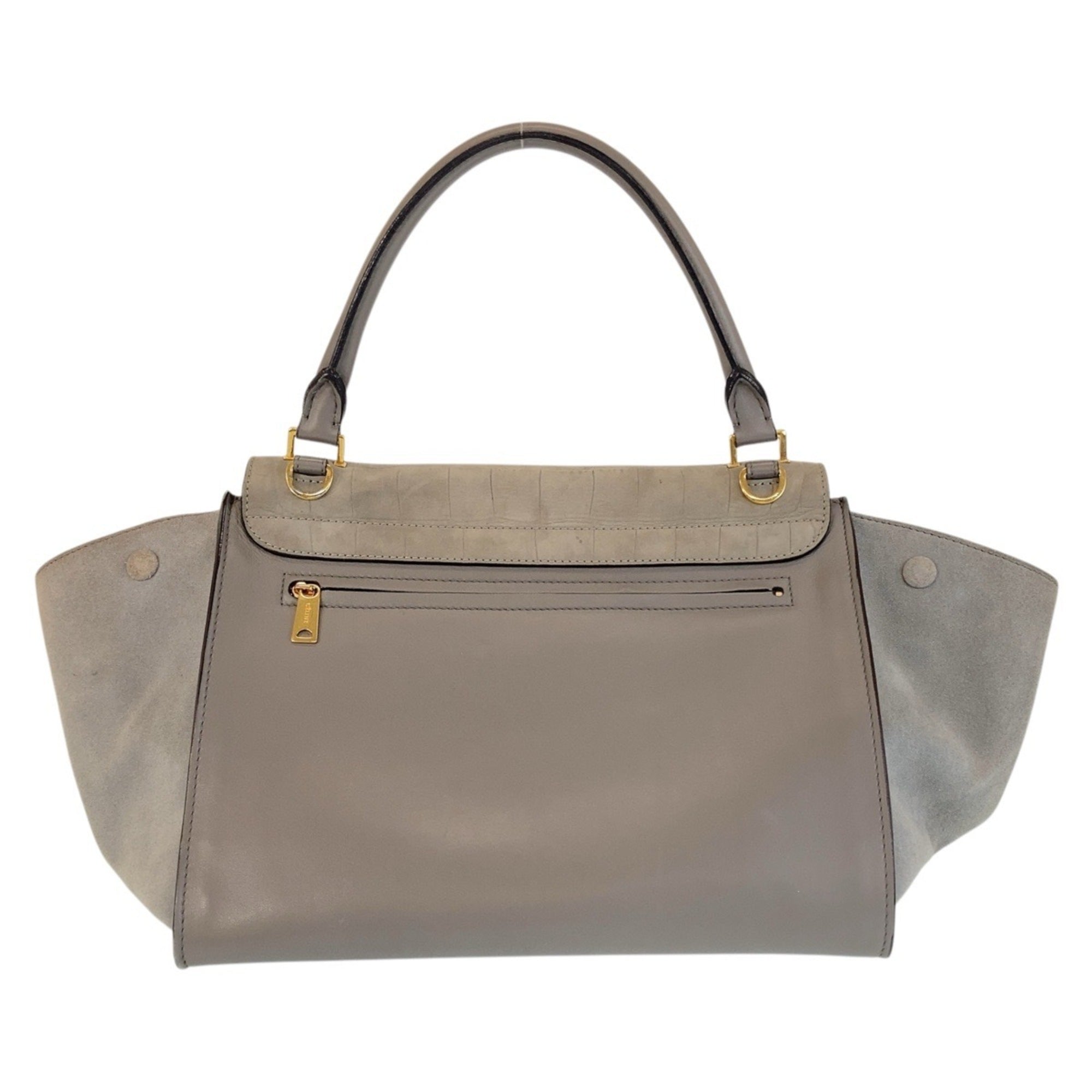 Celine Gray Leather Suede Handbag Shoulder Bag (Pre-Owned)
