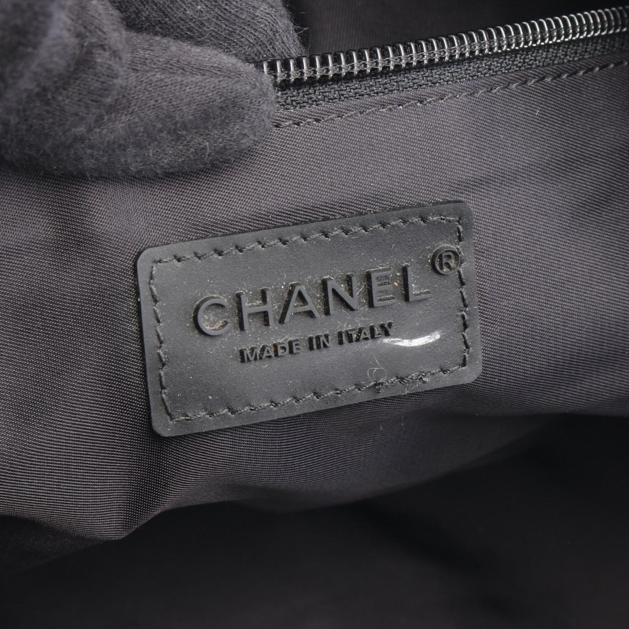 Chanel Black Nylon Boston Bag Handbag (Pre-Owned)